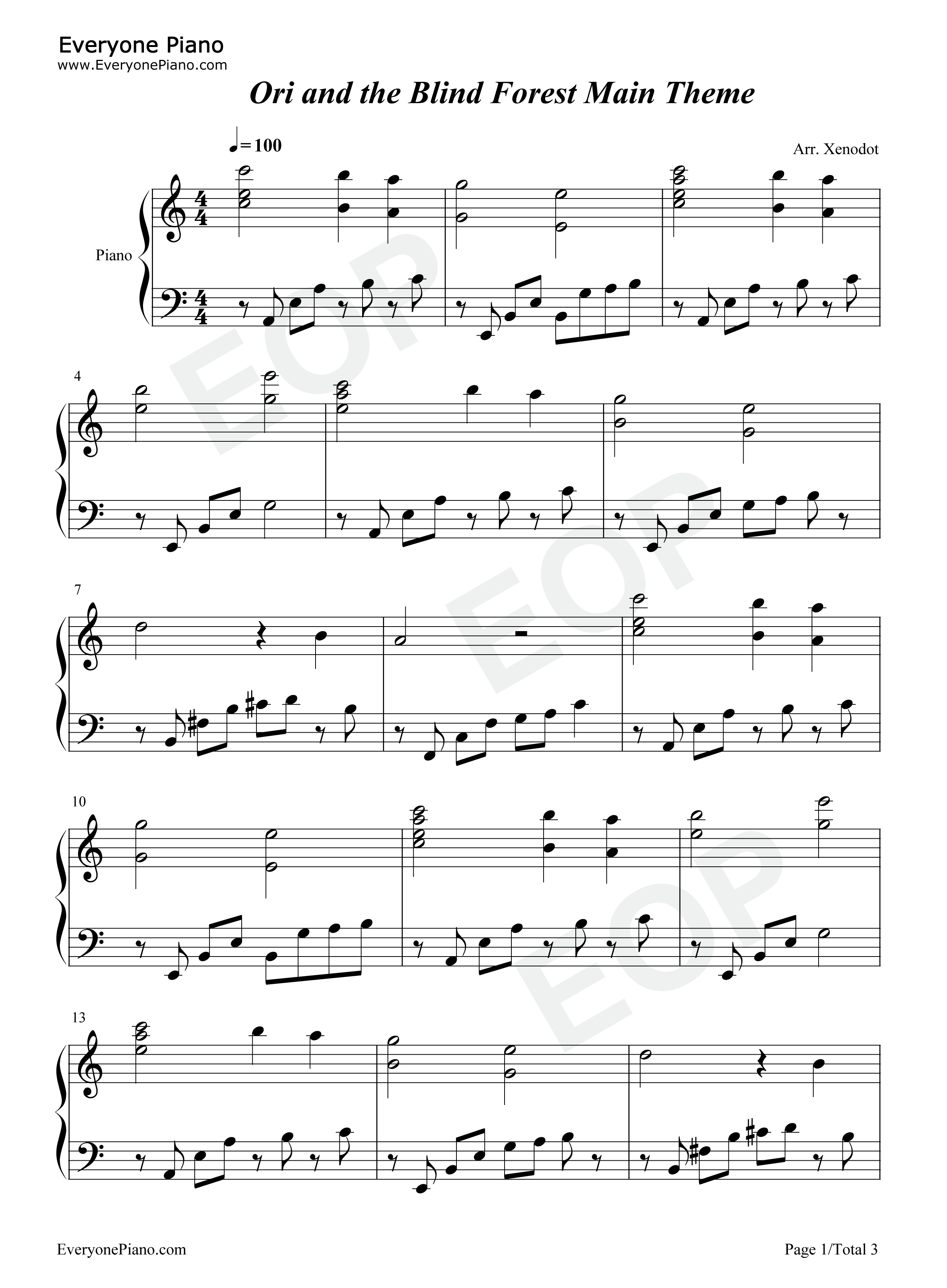 奥日与黑暗森林主题曲钢琴谱-Gareth Coker1