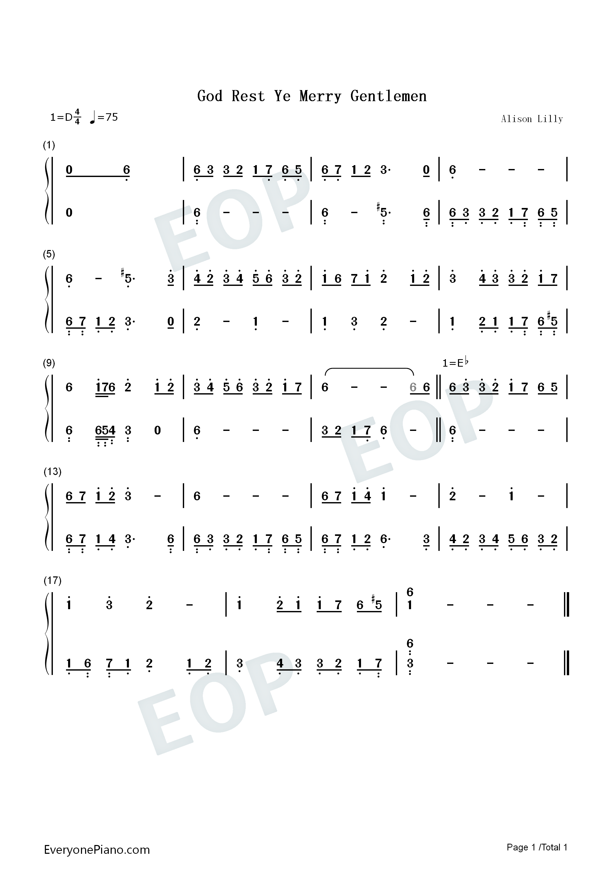 God Rest Ye Merry Gentlemen钢琴简谱-圣诞颂歌演唱