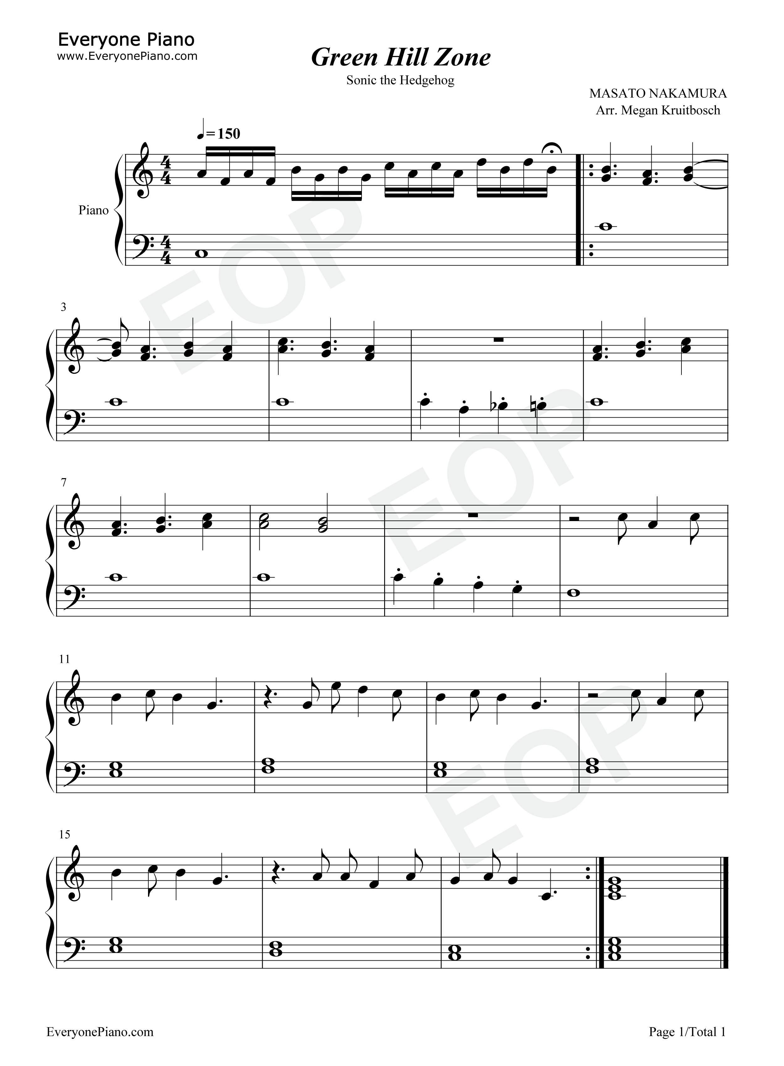Green Hill Zone钢琴谱-中村正人