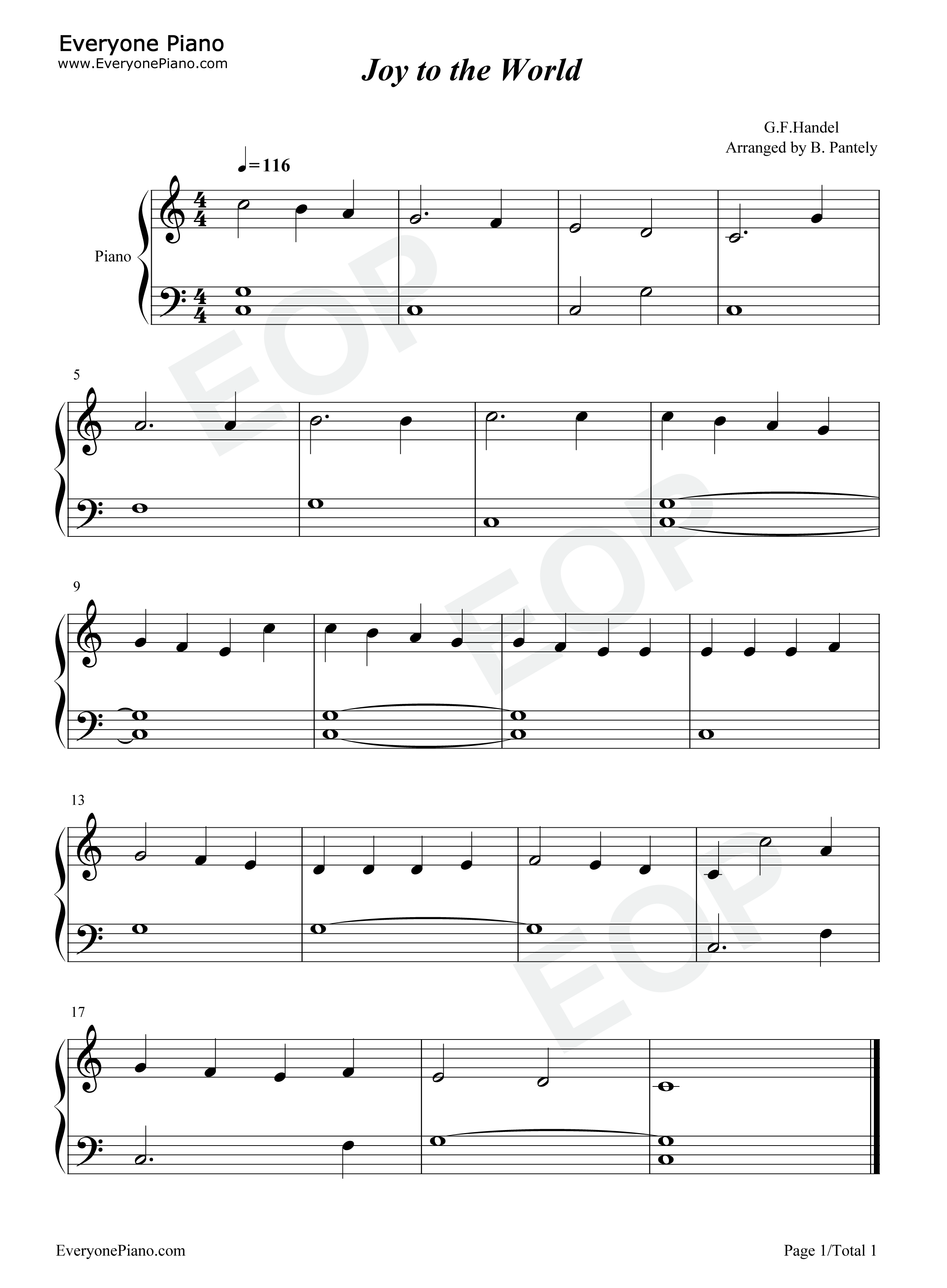 普世欢腾钢琴谱-George Frideric Handel
