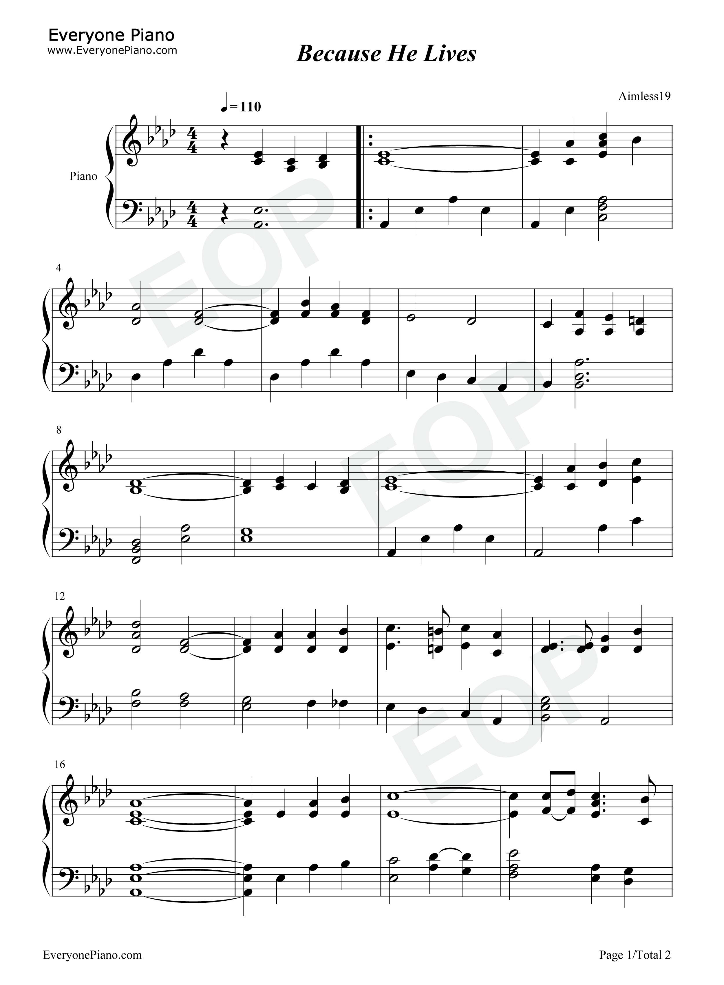 Because He Lives钢琴谱-Bill Gloria Gaither1