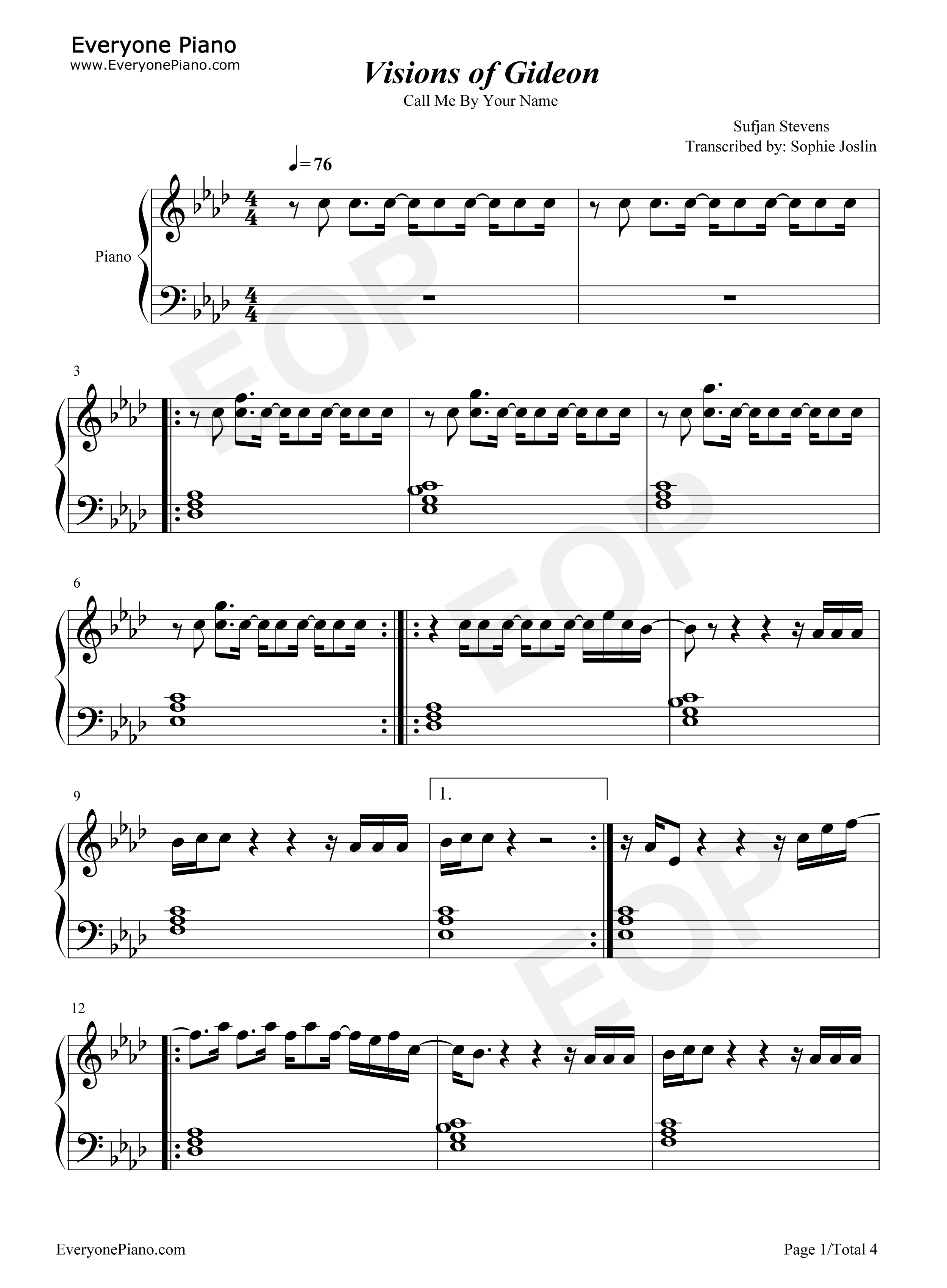 Visions of Gideon钢琴谱-Sufjan Stevens1