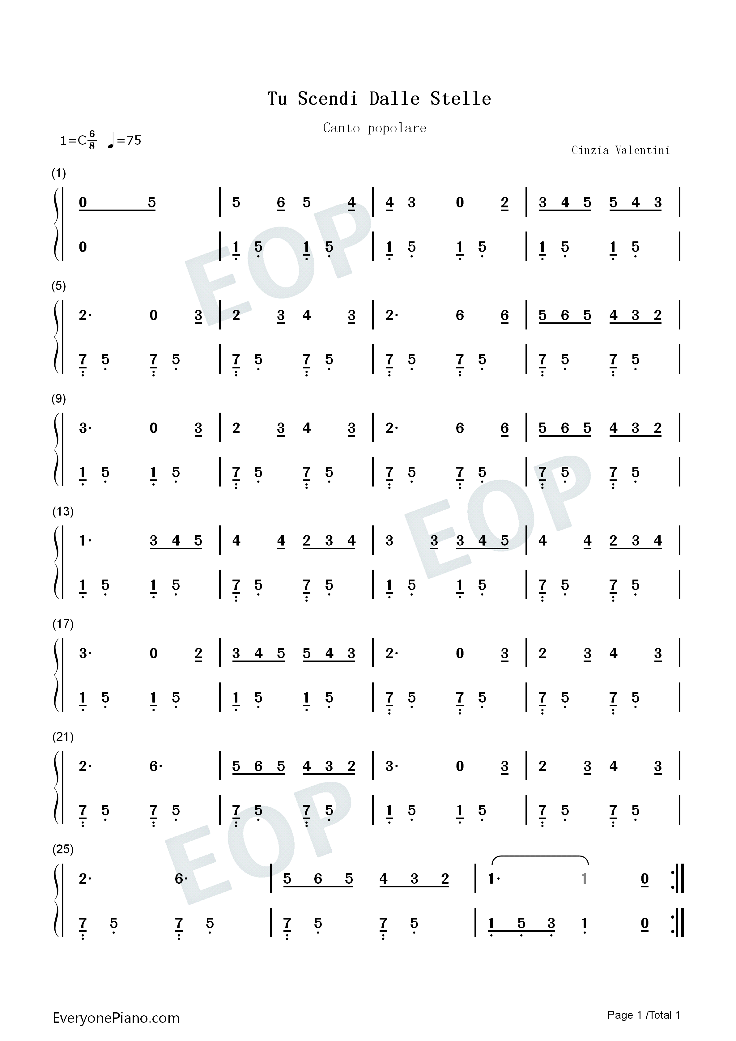 Tu Scendi Dalle Stelle钢琴简谱-Alphonsus Liguori演唱