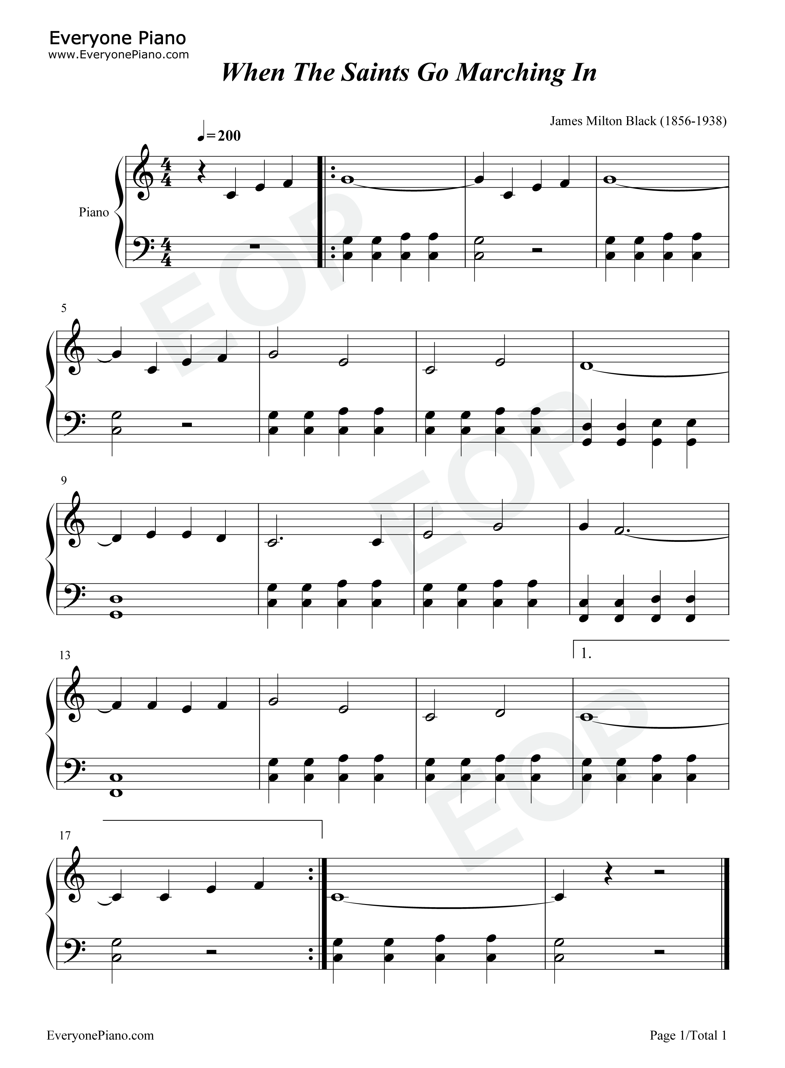 When the Saints Go Marching In钢琴谱-James Milton Black