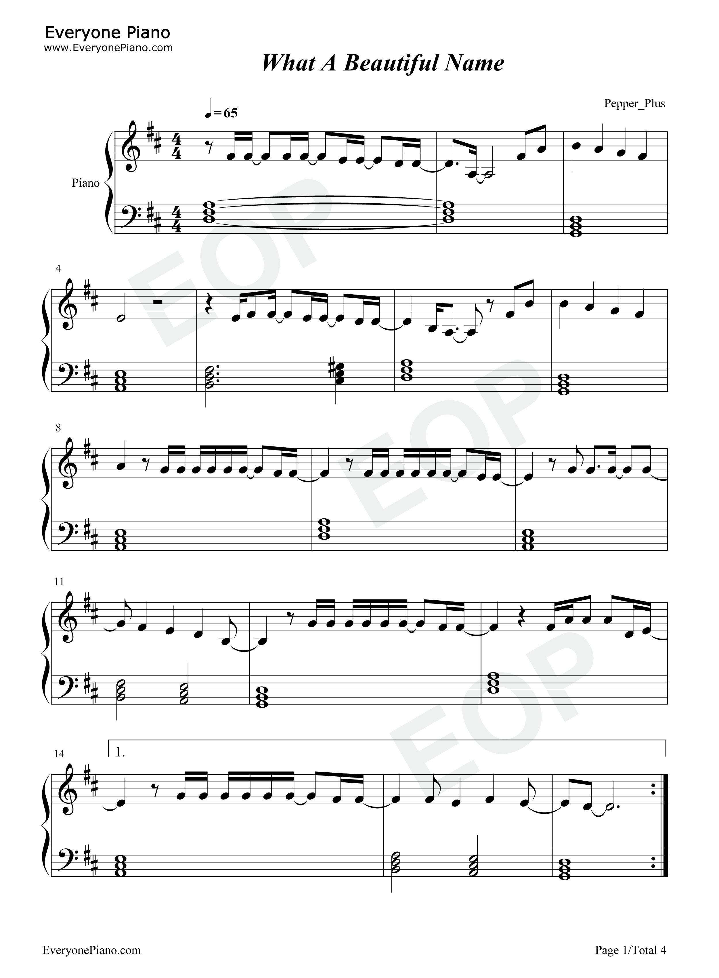 What A Beautiful Name钢琴谱-Hillsong Worship1