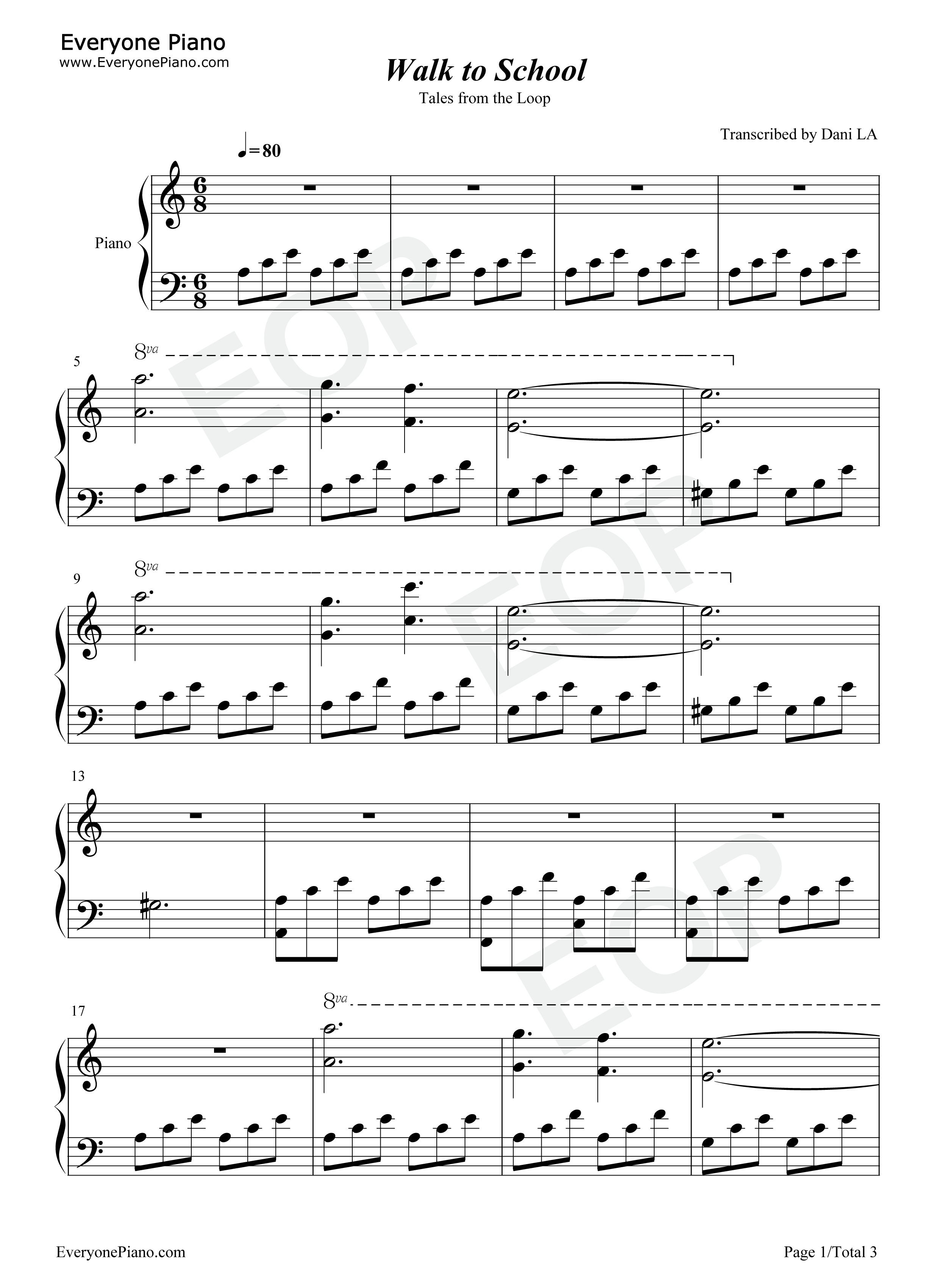 Walk to School钢琴谱-Philip Glass1