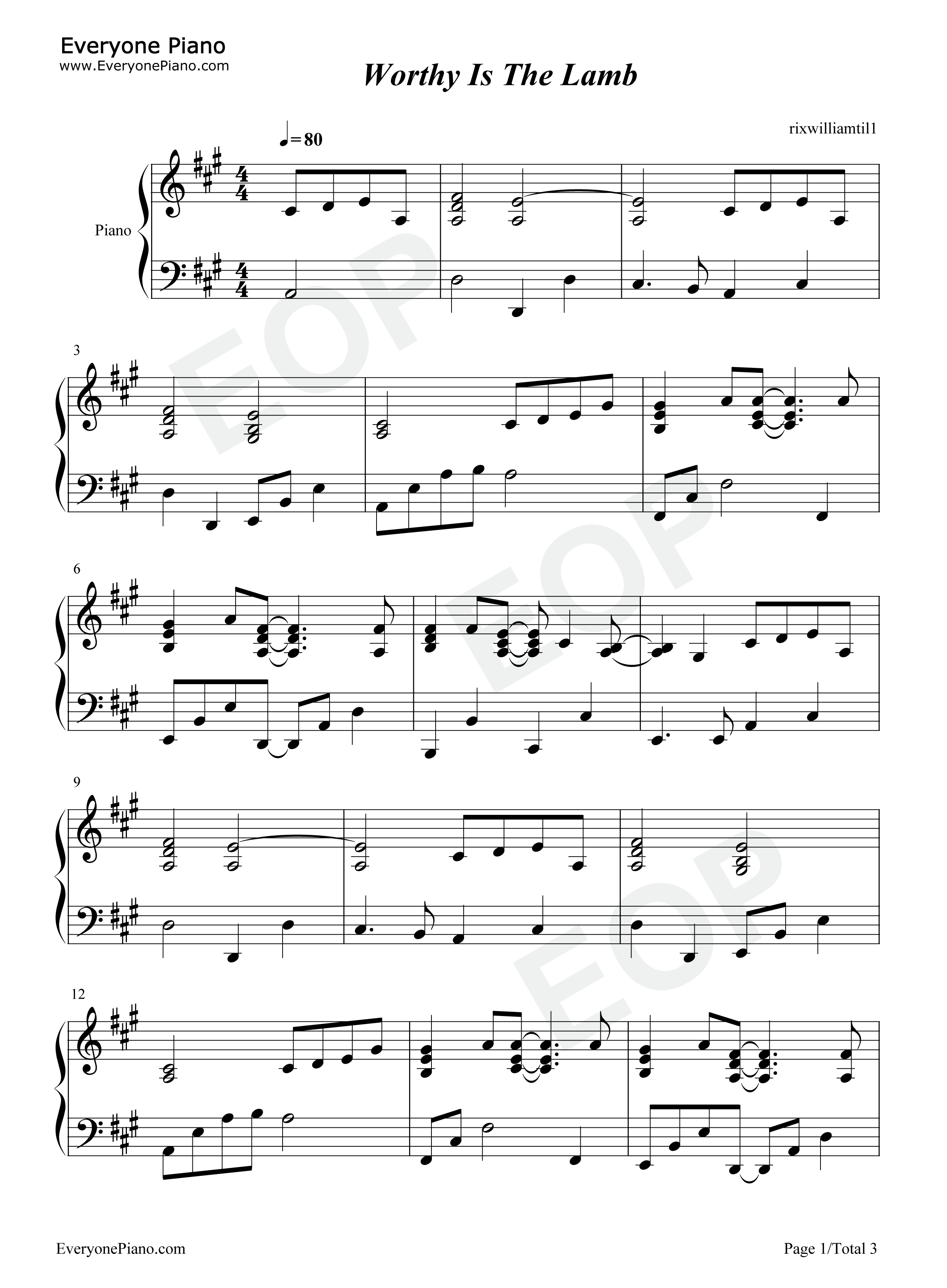 Worthy Is The Lamb钢琴谱-Darlene Zschech1