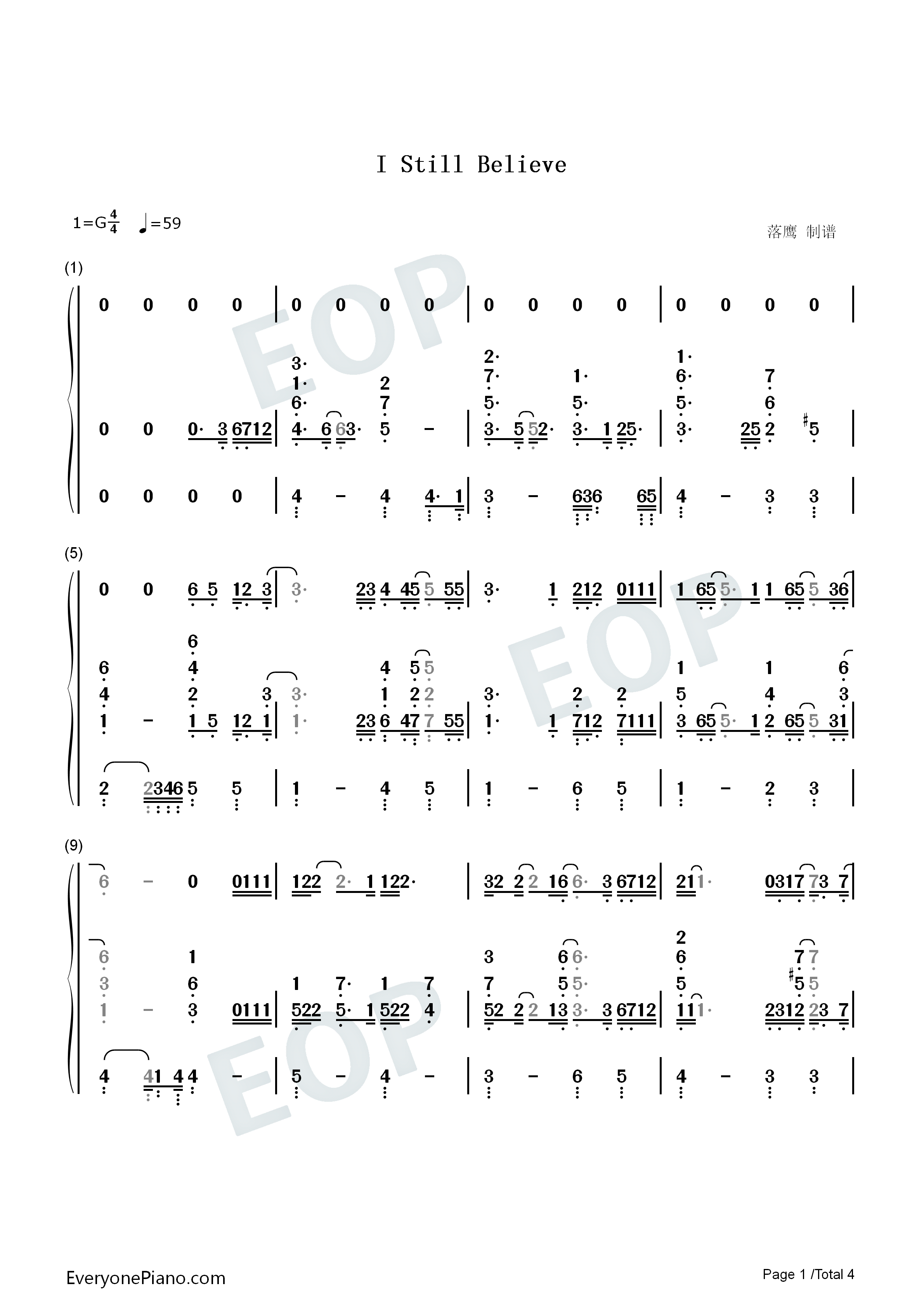I Still Believe钢琴简谱-Mariah Carey 玛丽亚·凯莉演唱