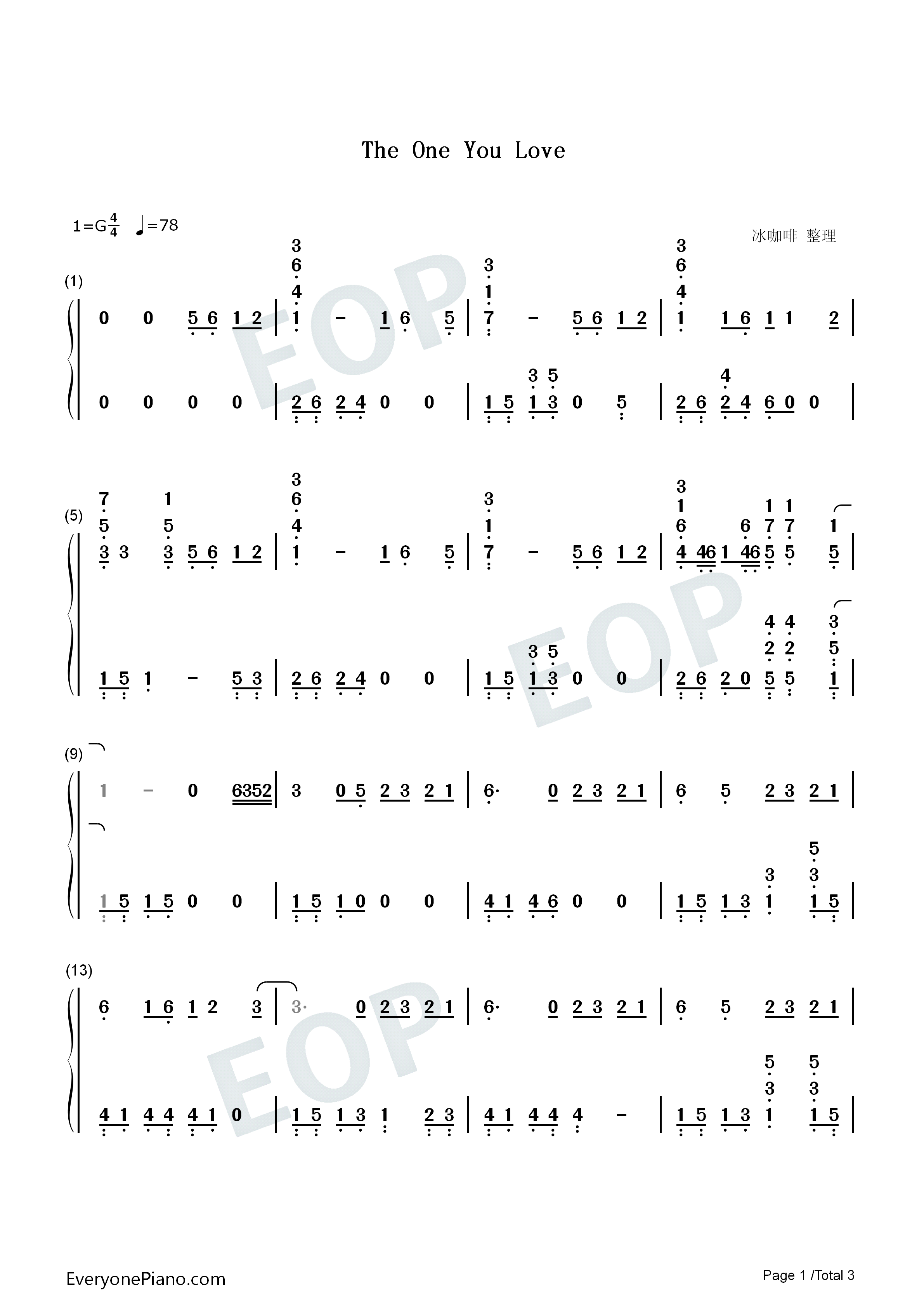 The One You Love钢琴简谱-Glenn Frey演唱
