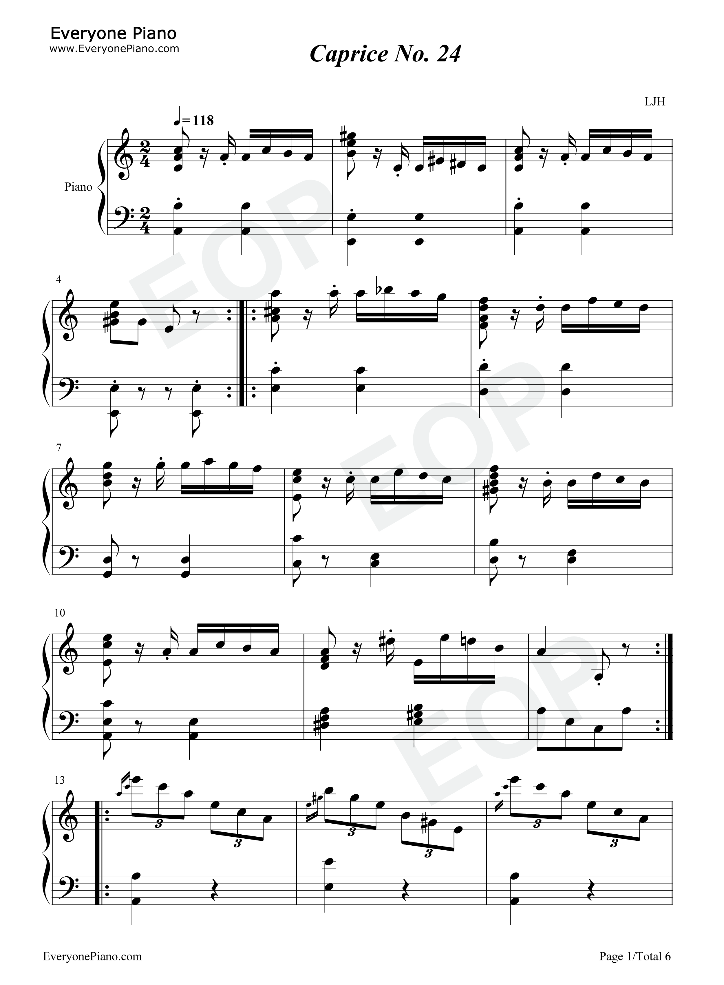 帕格尼尼第24号随想曲钢琴谱-尼科罗·帕格尼尼 Niccolò Paganini1