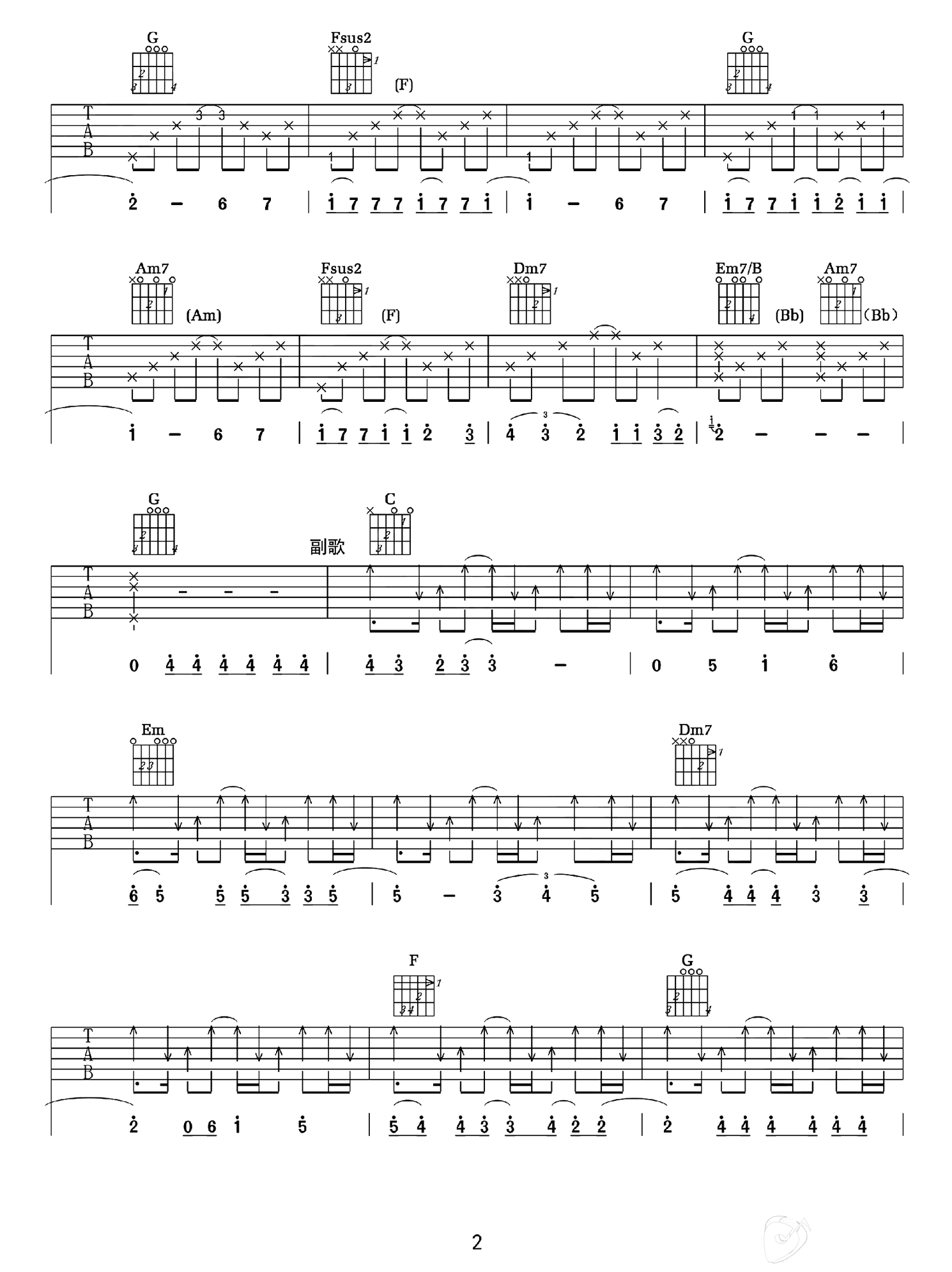 直到世界的尽头吉他谱_灌篮高手主题曲_C调弹唱教学2