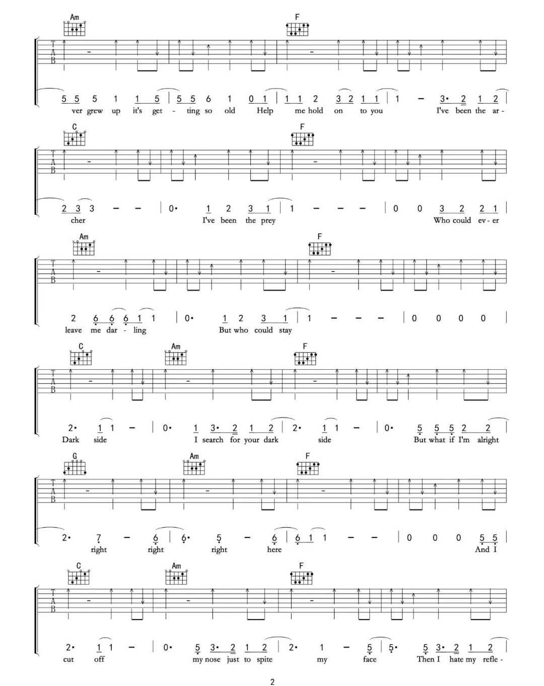 The Archer吉他谱_Taylor Swift_C调扫弦版2
