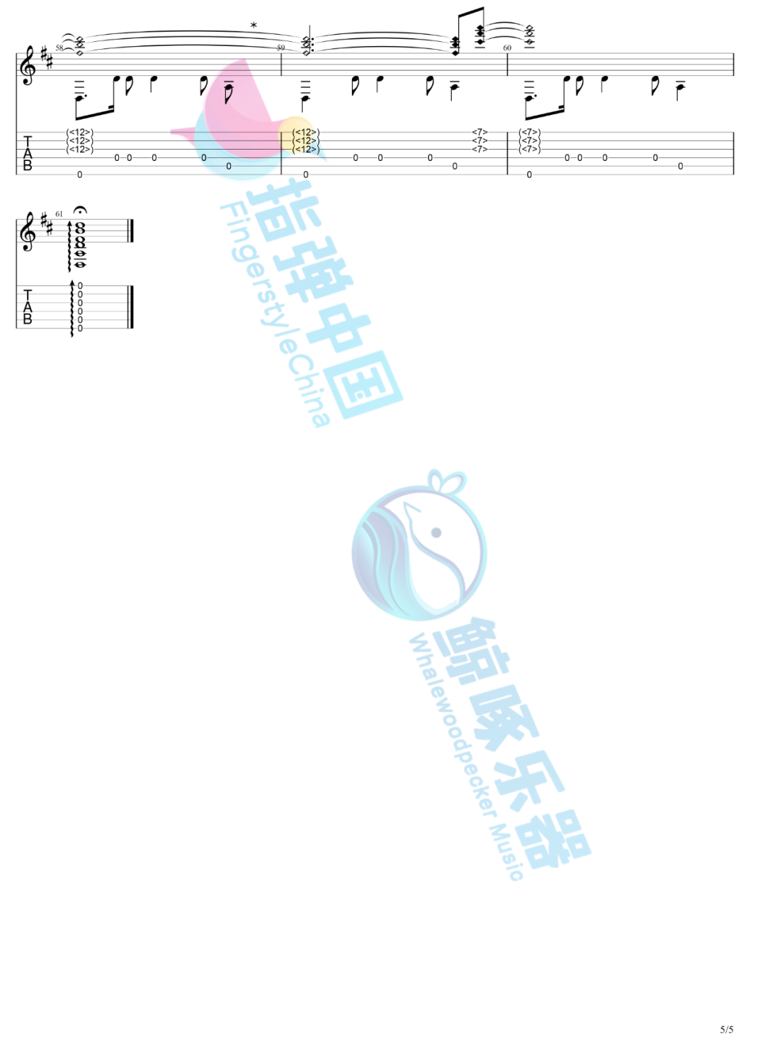 小南国指弹吉他谱_中川砂人_高清独奏谱_吉他指弹六线谱