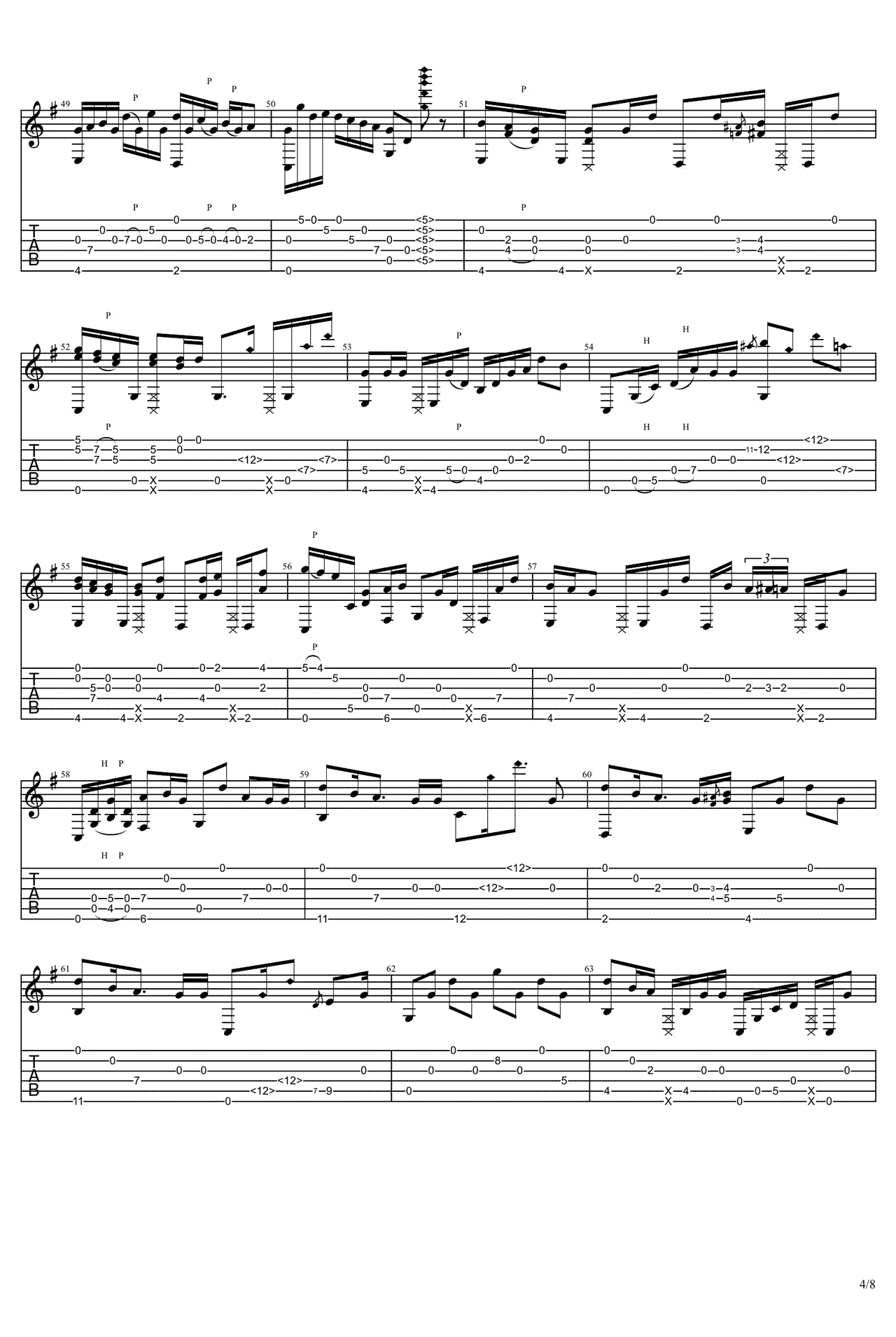 没什么大不了指弹谱_RADWIMPS_高清独奏谱_指弹六线谱4