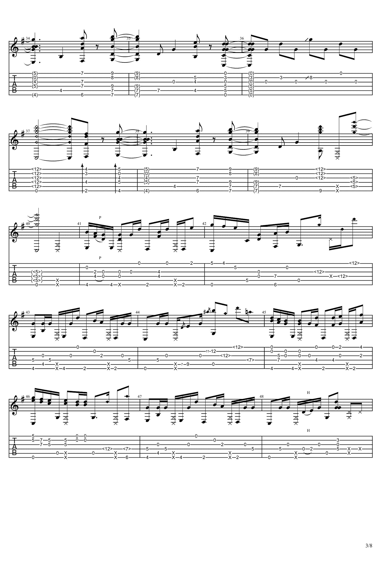没什么大不了指弹谱_RADWIMPS_高清独奏谱_指弹六线谱3