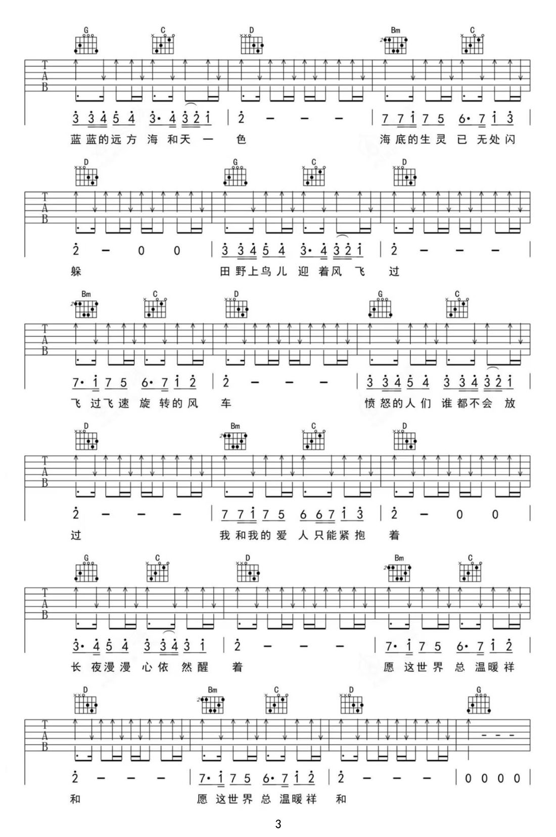 苦与乐吉他谱3-梁博