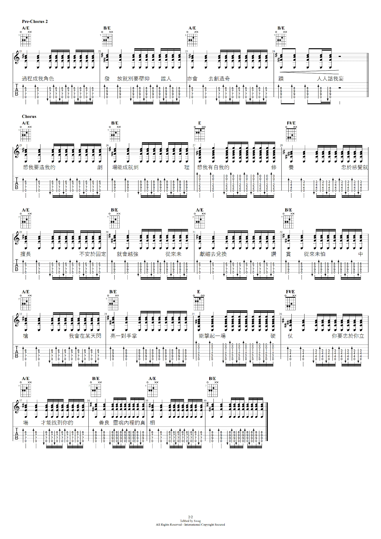 演员的自我修养吉他谱2-许廷铿