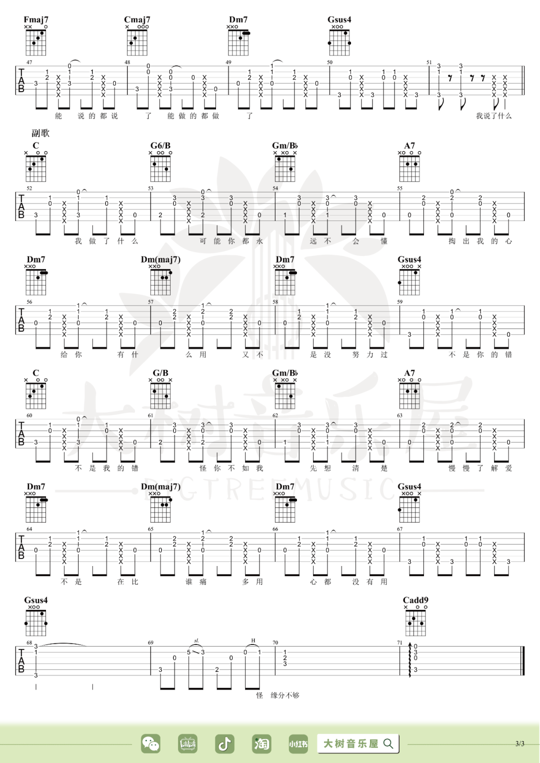无缘吉他谱3-陶喆