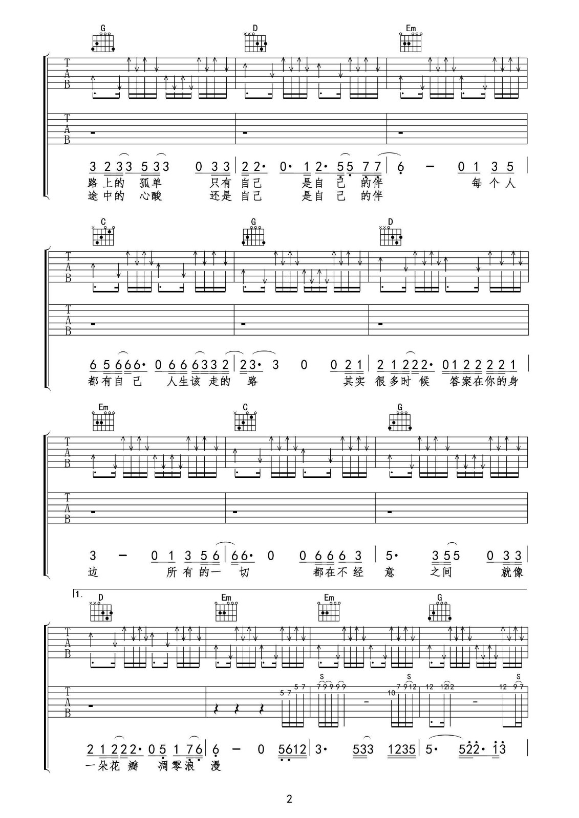 该走的路吉他谱-2