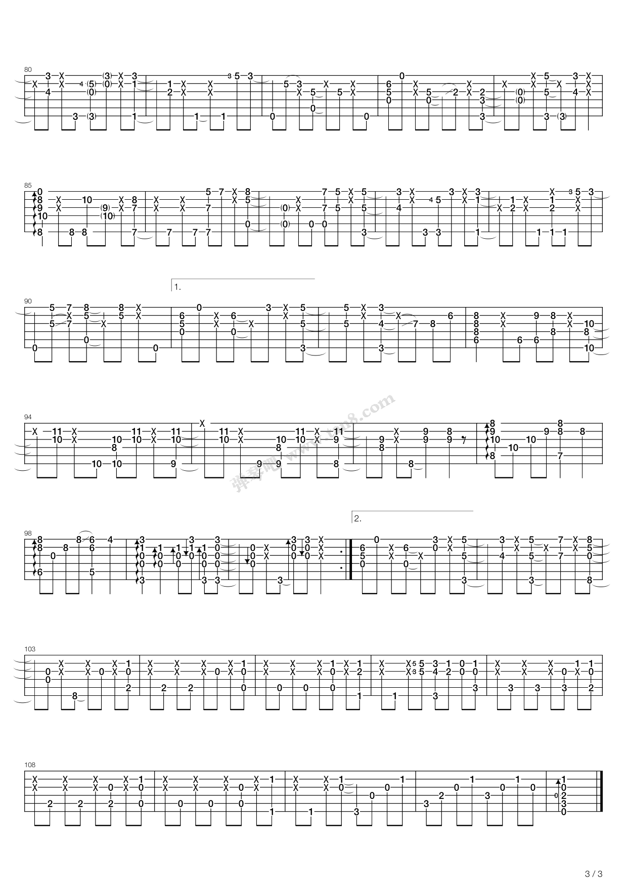 dreaming今天指弹谱 C调原版