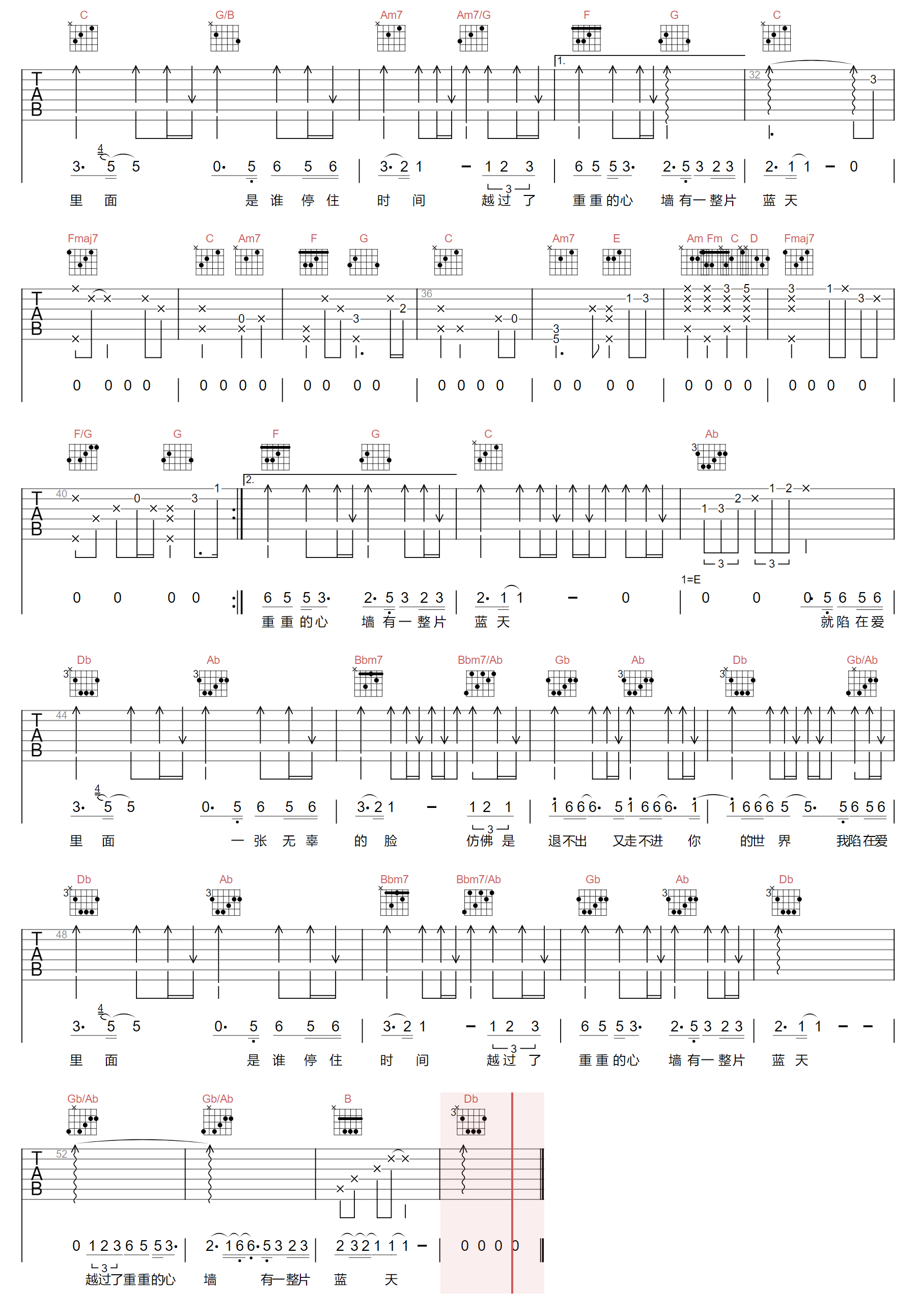 蓝天吉他谱2-张惠妹