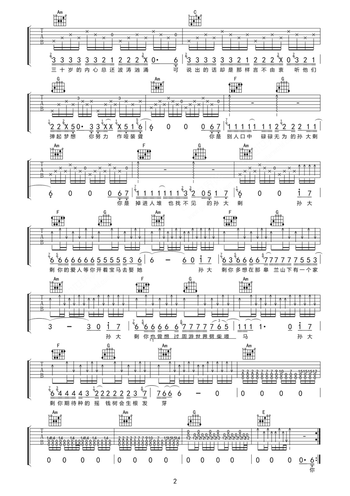 孙大剩吉他谱-2