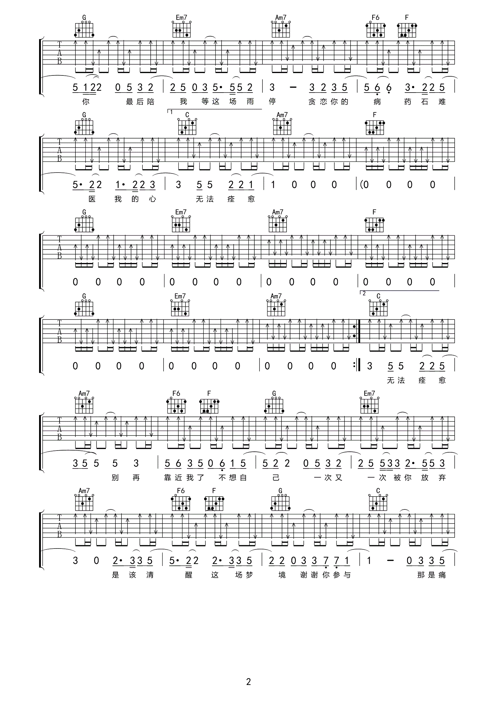别再靠近我了吉他谱2-陈雪凝