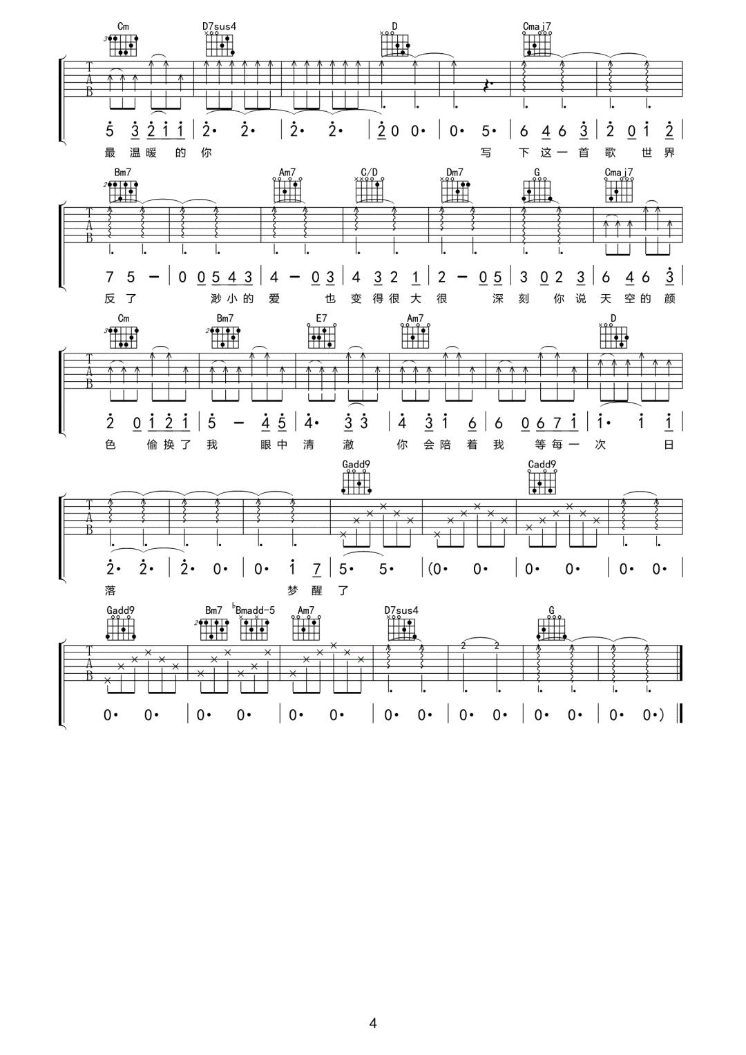 颠倒吉他谱4-房东的猫