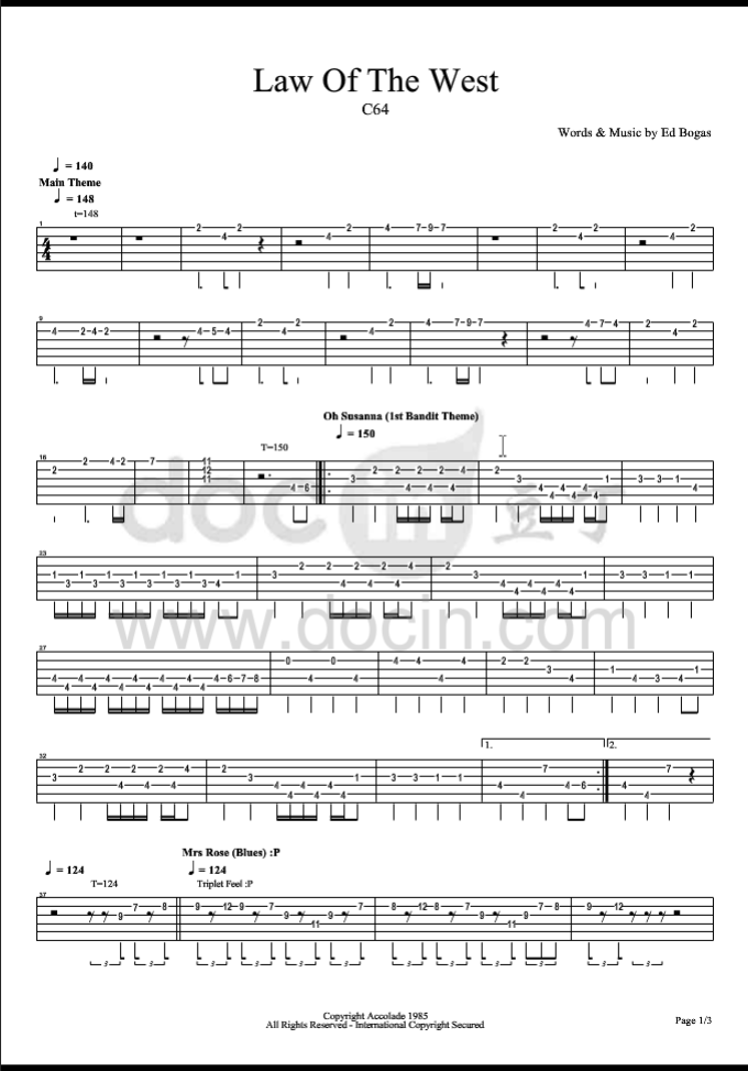 Law Of The West吉他谱-1