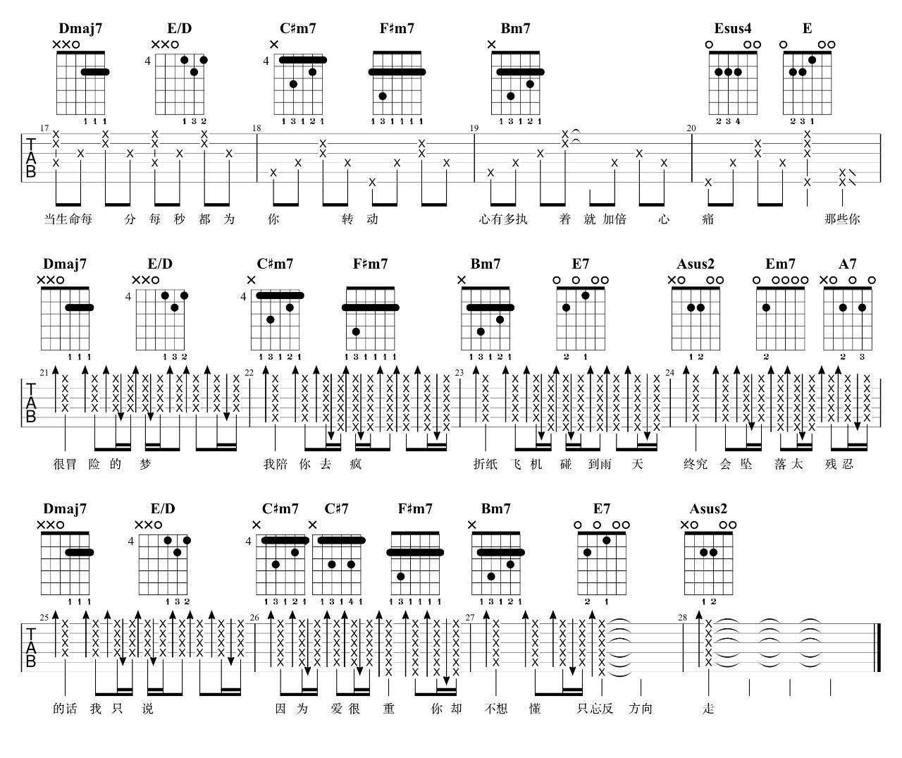 那些你很冒险的梦吉他谱-2