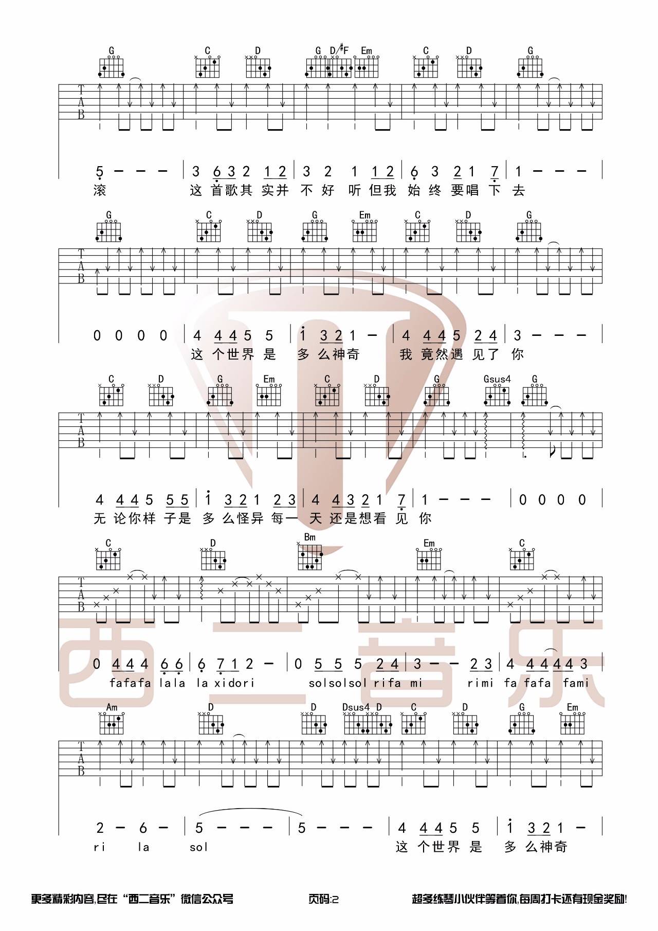 无论你多怪异我还是会喜欢你吉他谱-2