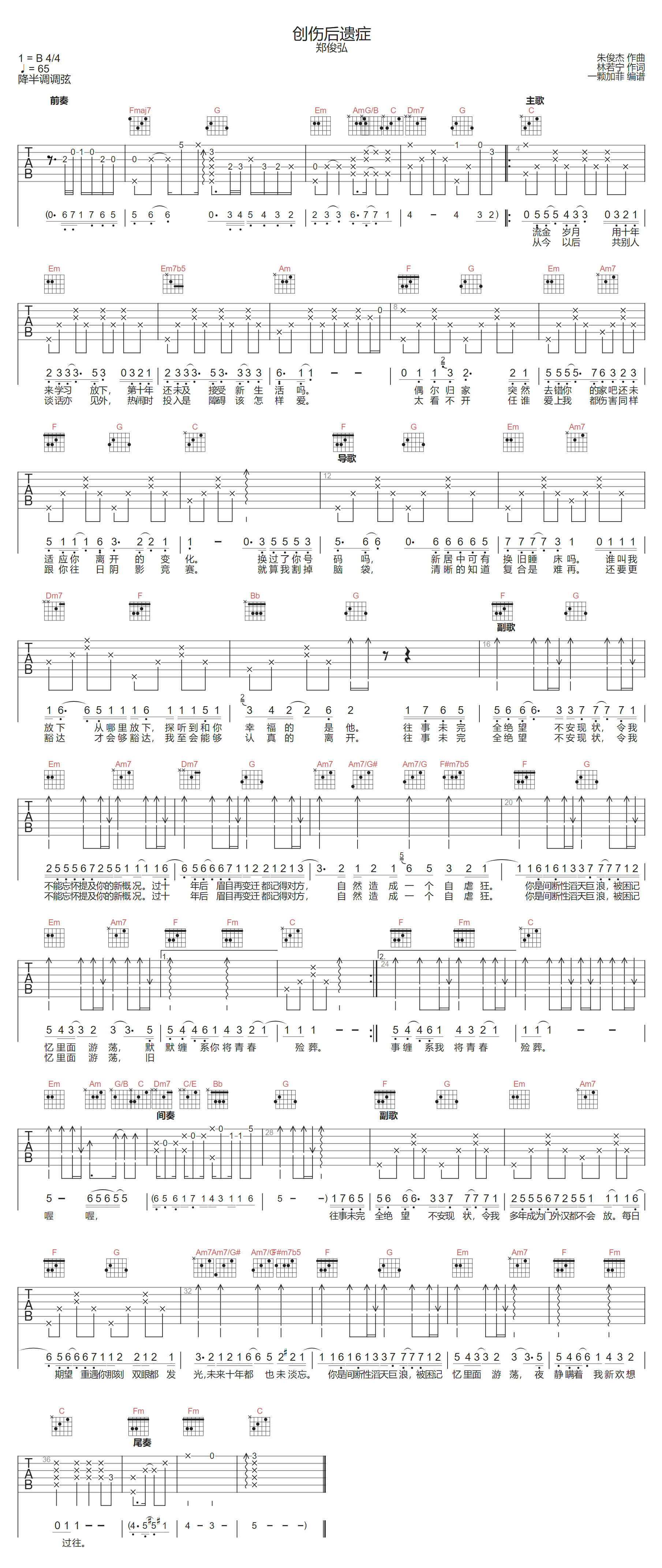 创伤后遗症吉他谱-郑俊弘