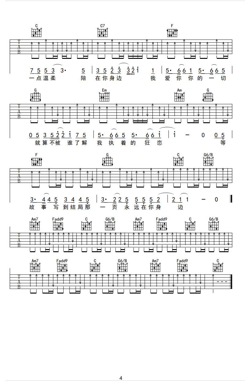 清醒梦境吉他谱4-陈伟霆