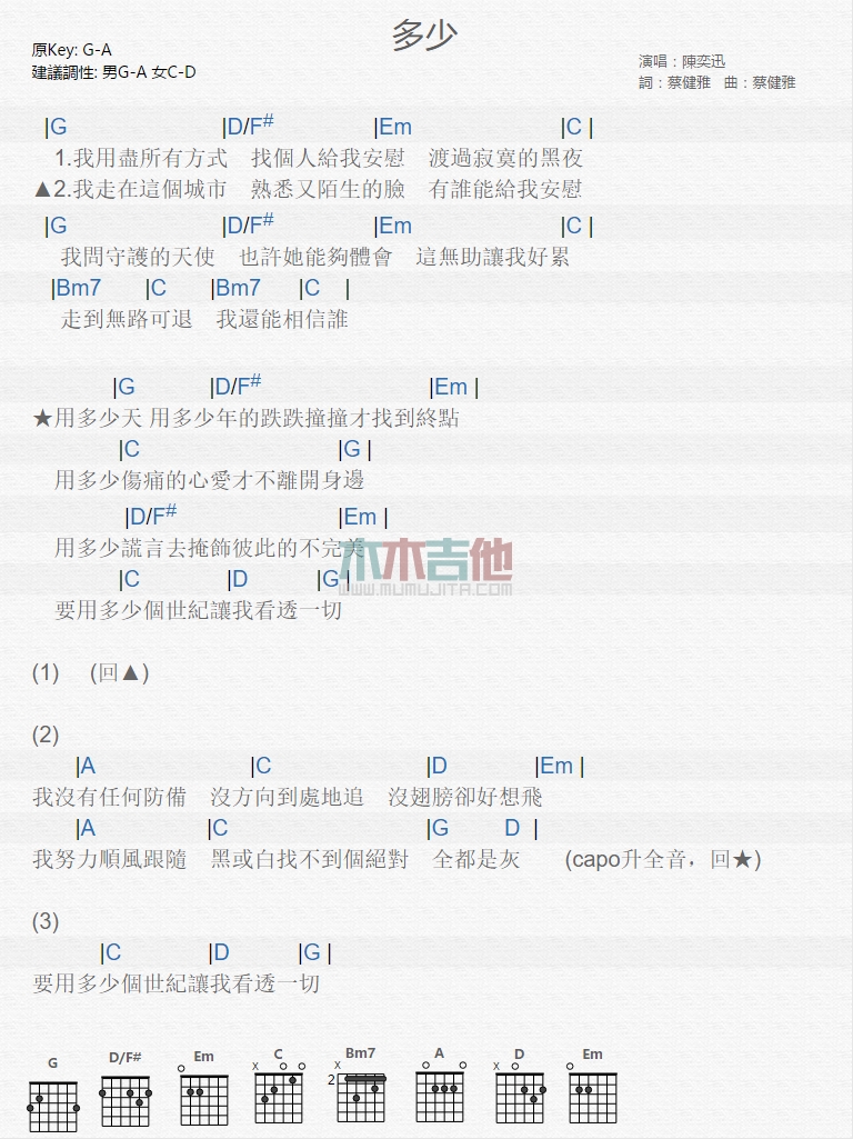多少吉他谱-1