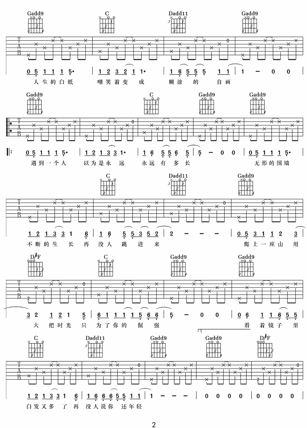 追风吉他谱2-李晋