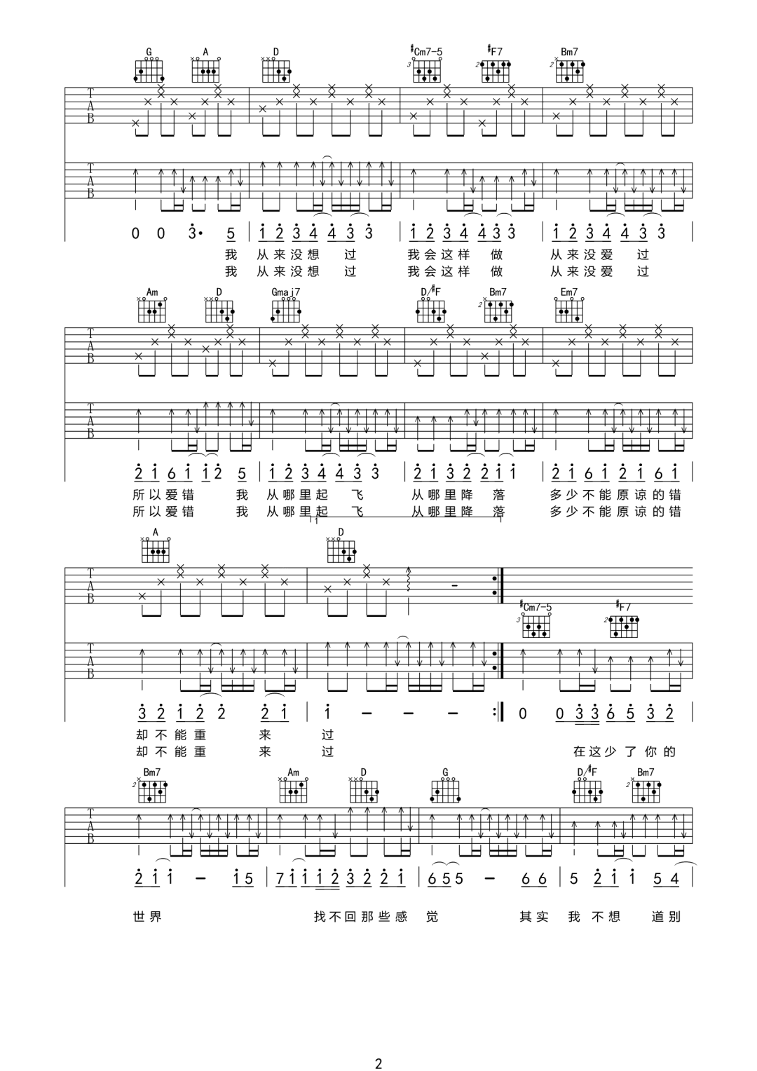 爱错吉他谱2-王力宏