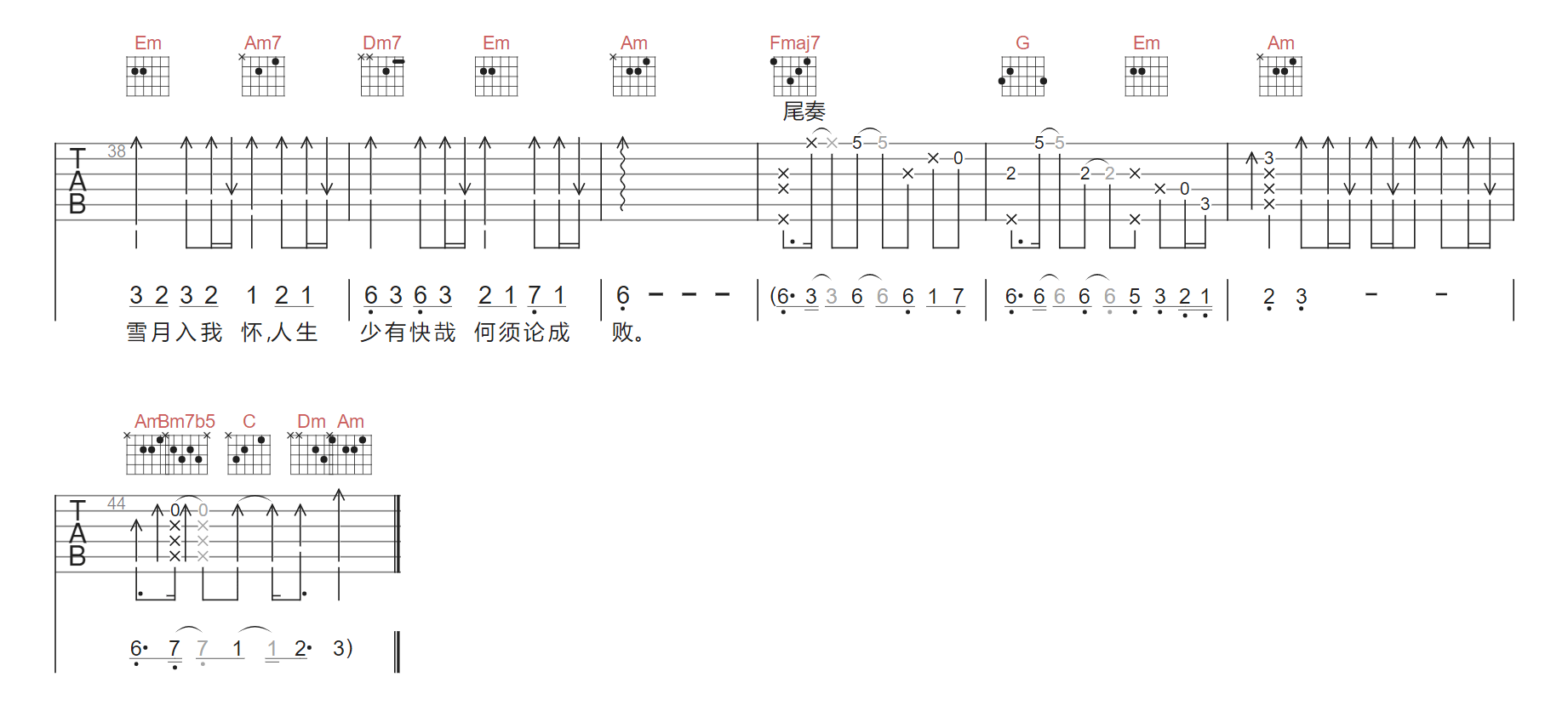 春涧吉他谱2-大头针