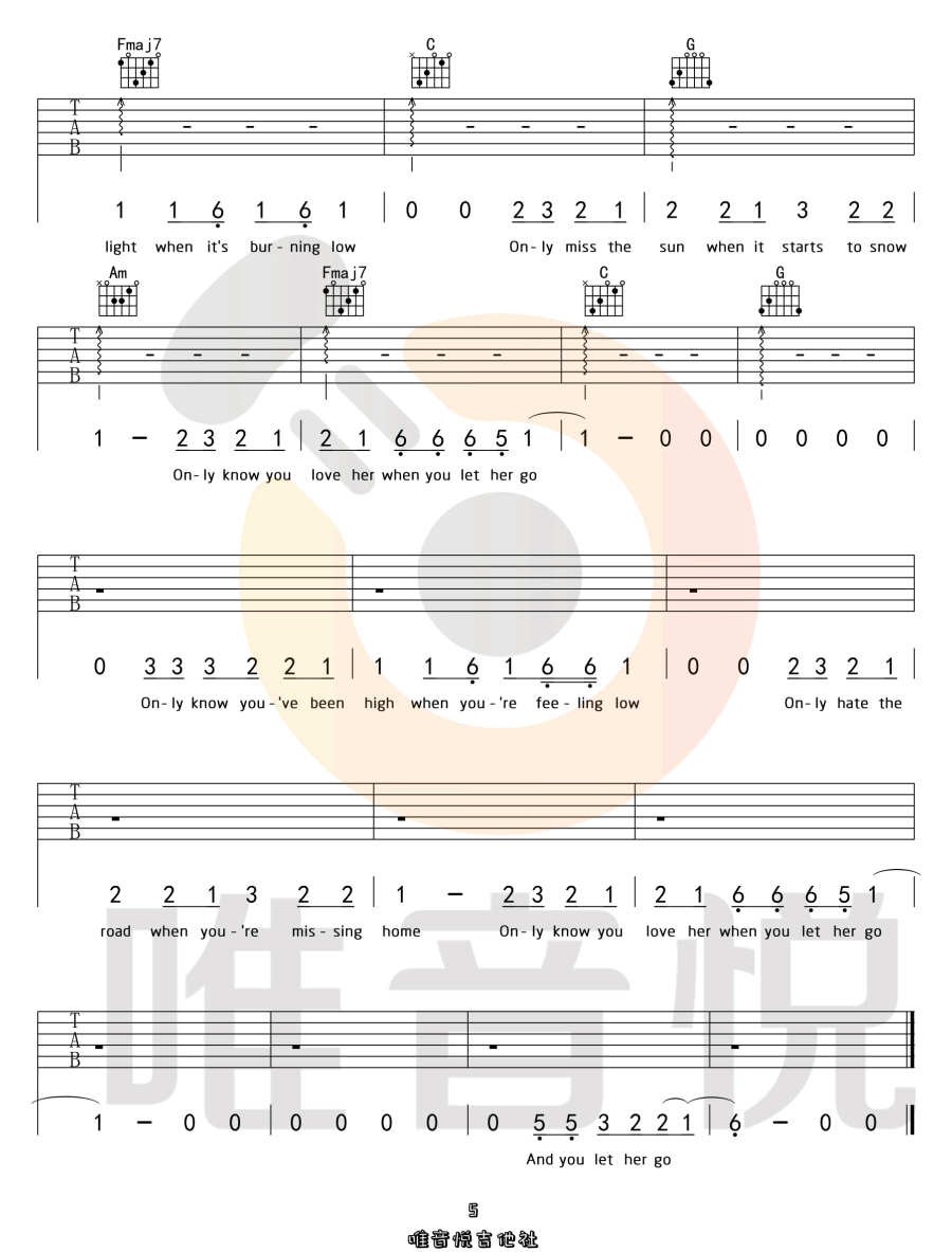 Let-Her-Go吉他谱5-Passenger