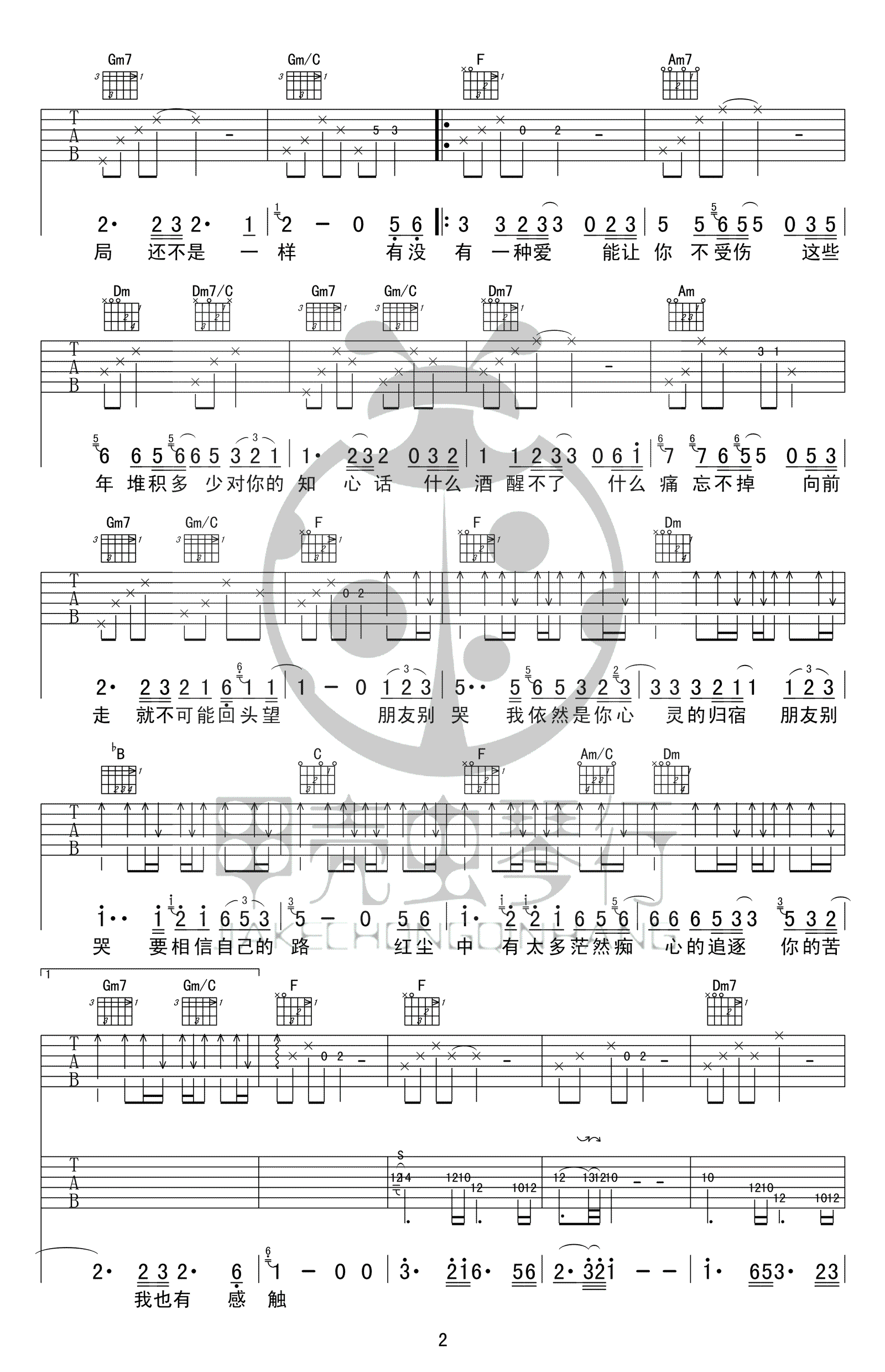 朋友别哭吉他谱2-吕方