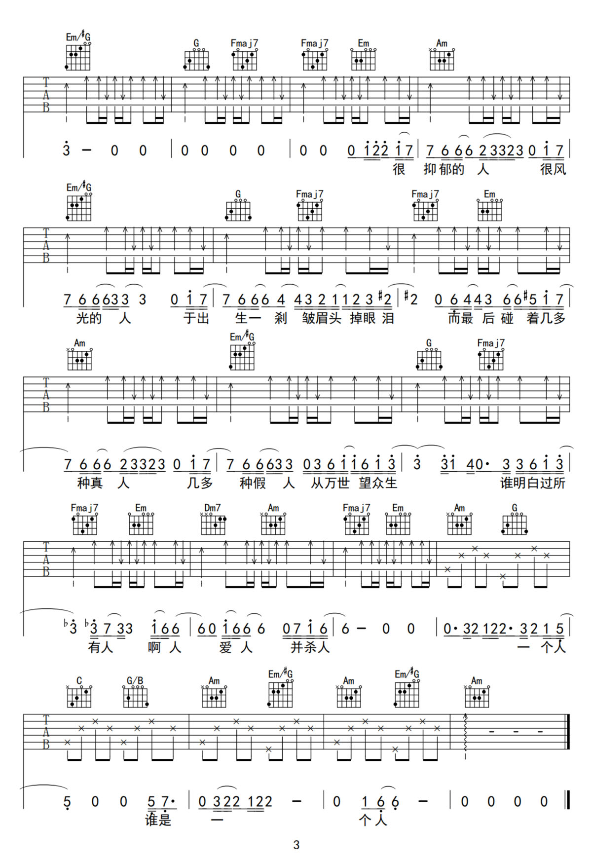人啊人吉他谱3-陈奕迅