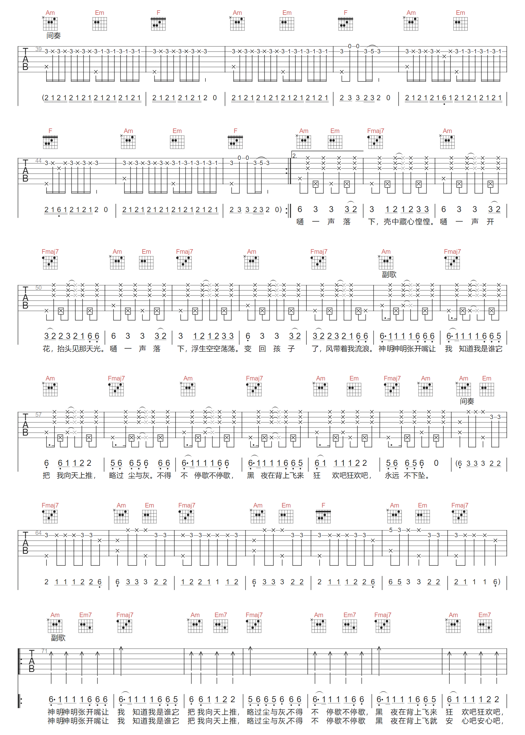 嗵嗵吉他谱2-DOUDOU
