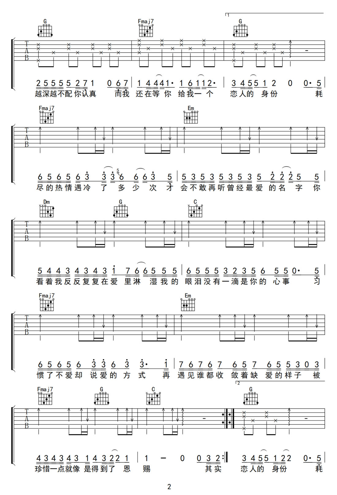 遇冷吉他谱2-苏星婕