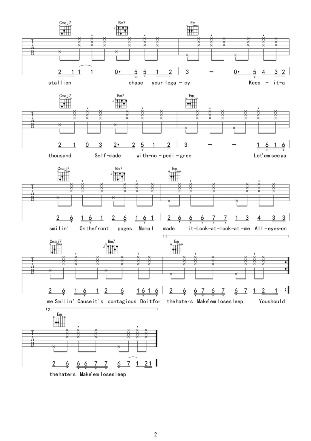 Bet-On-Me吉他谱2-一条淡水鱼