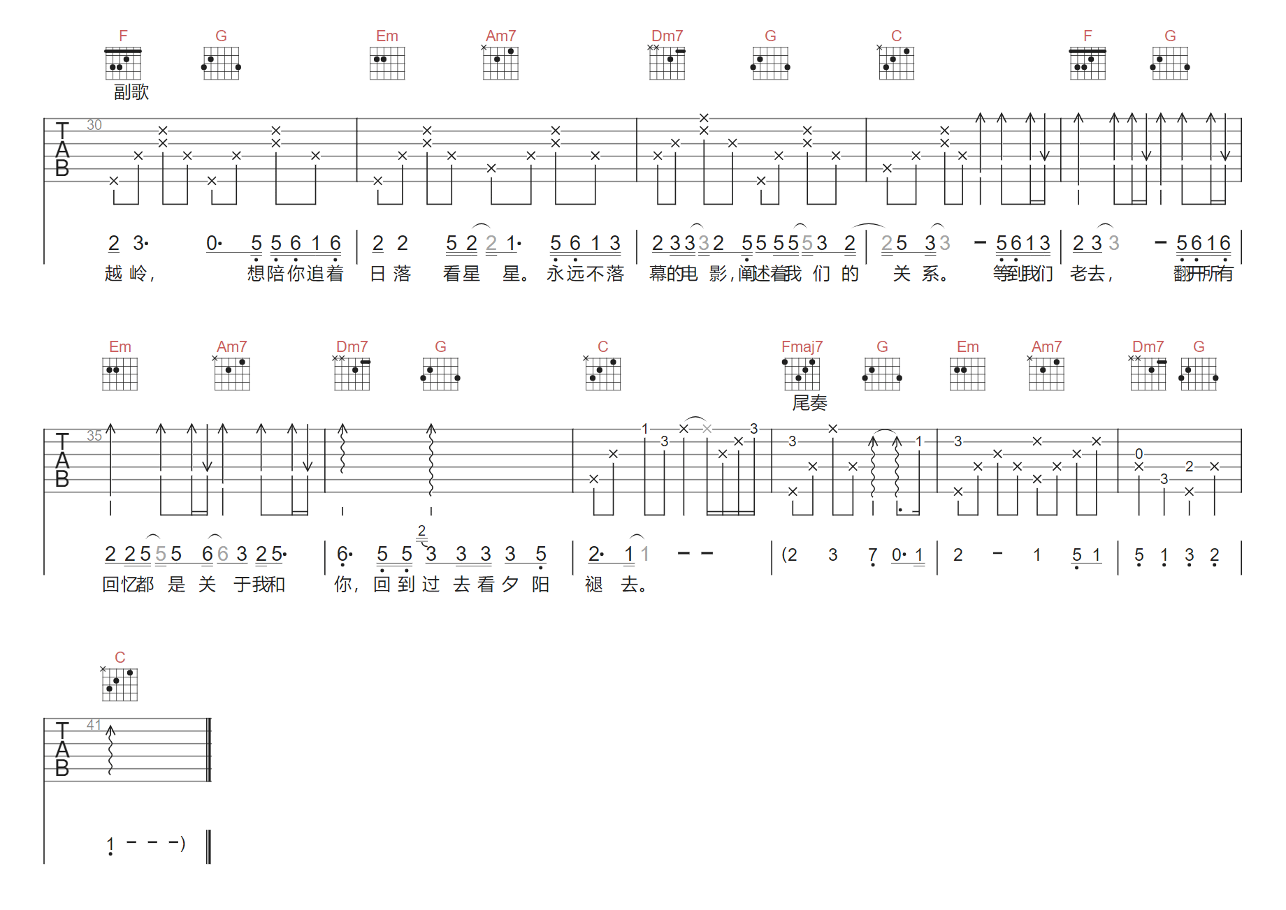 陪你看星星吉他谱2-陈子晴