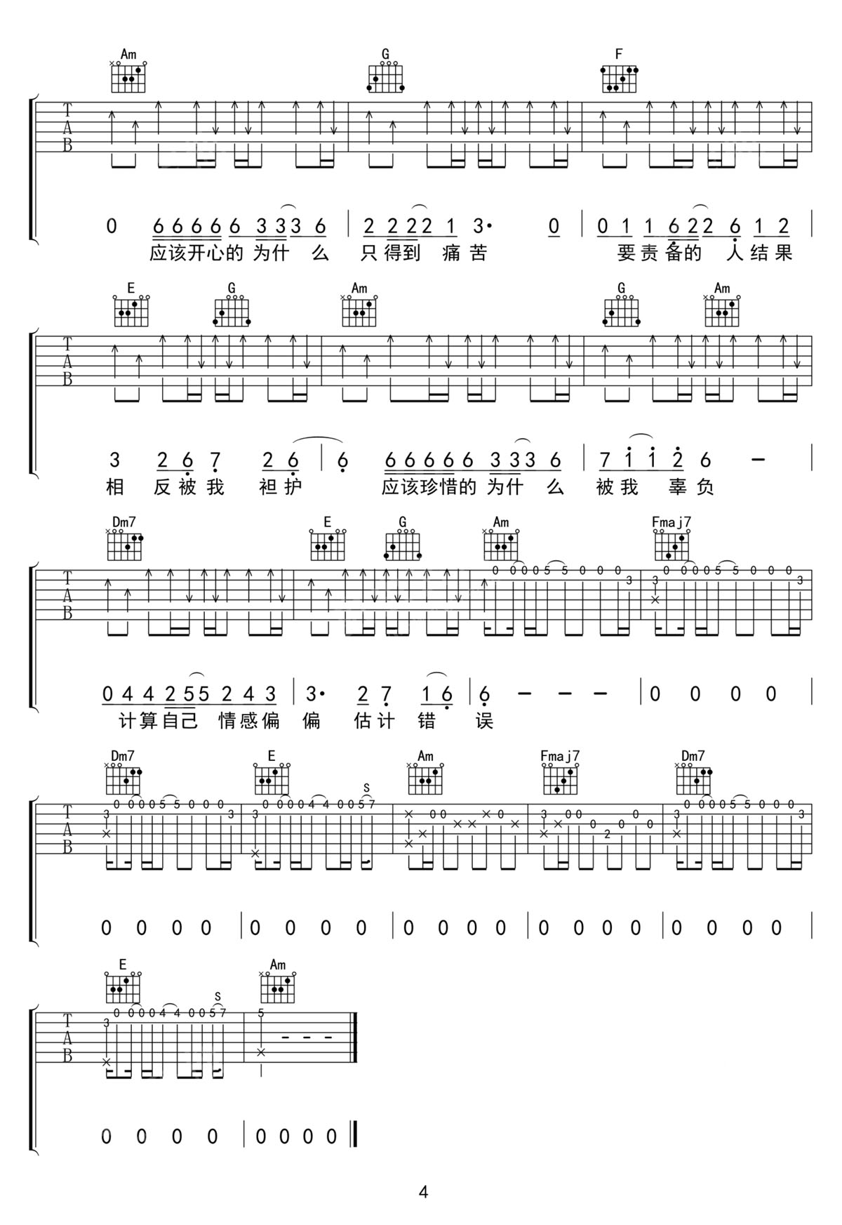 估计错误吉他谱4-谢霆锋