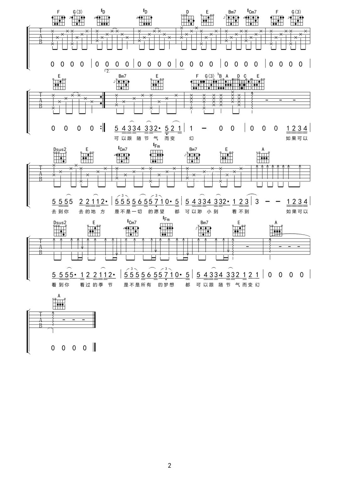 如果可以吉他谱2-胡夏