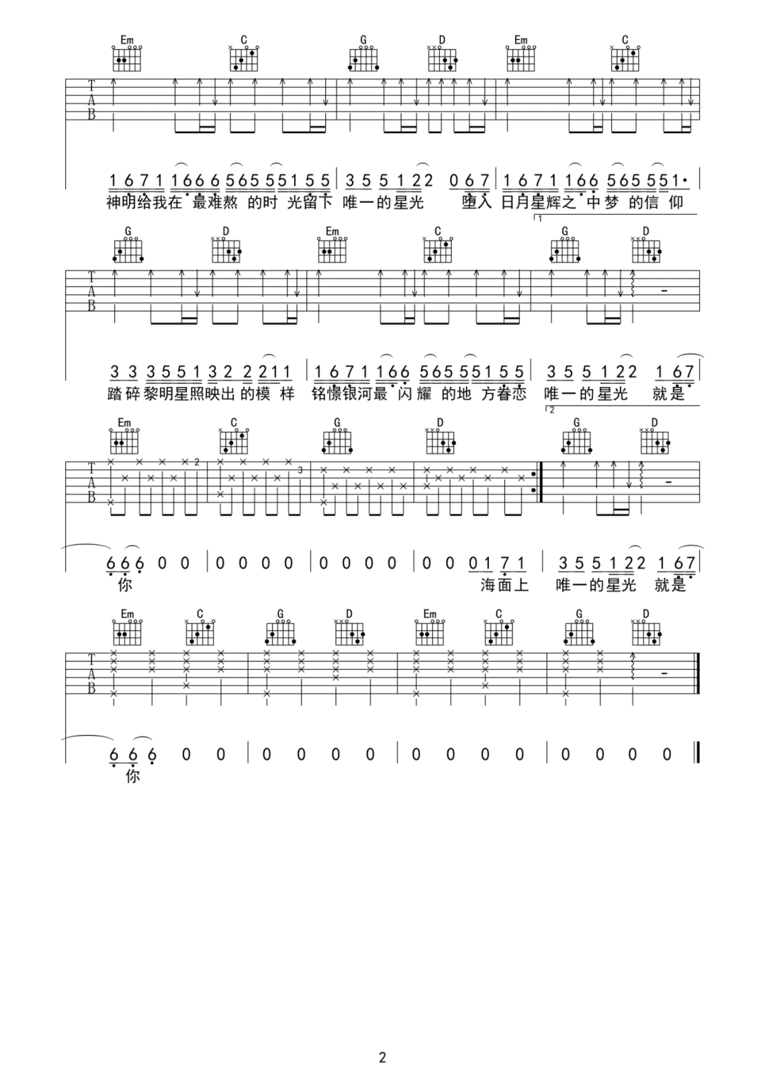 堕吉他谱2-Zyboy忠宇