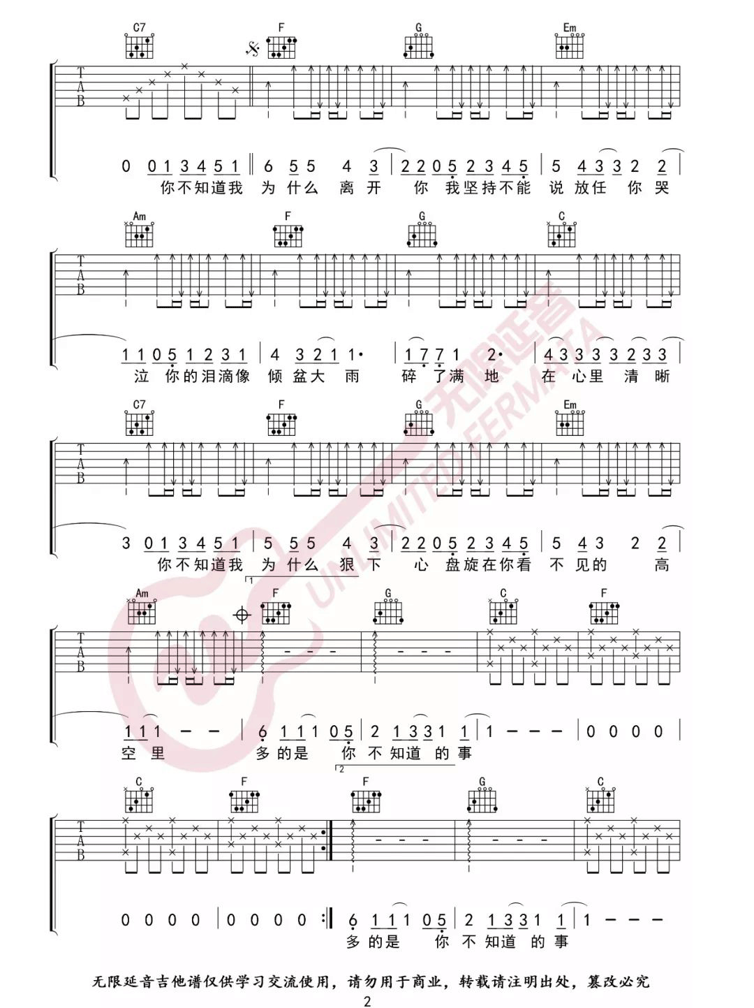 你不知道的事吉他谱2-王力宏