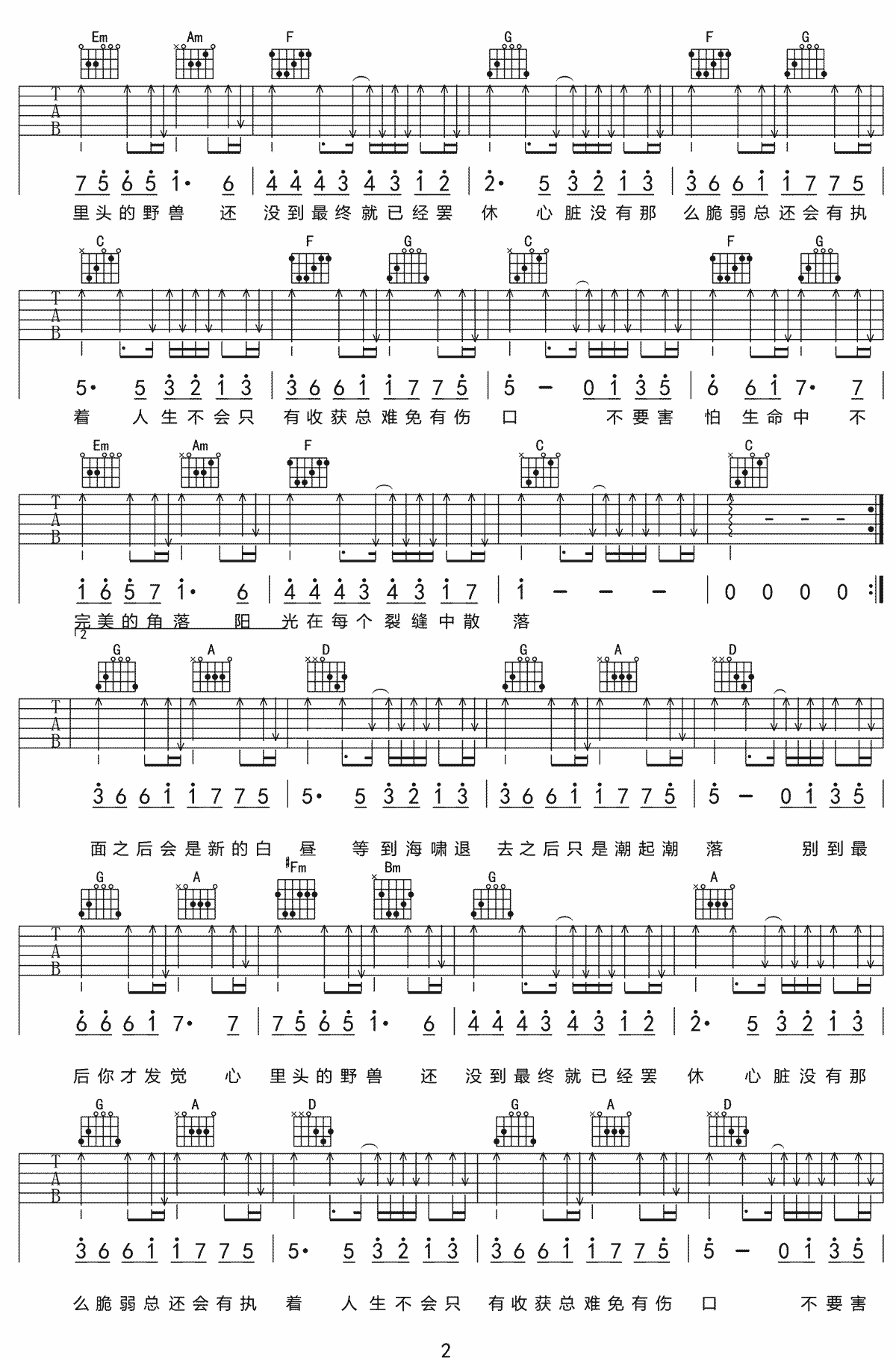 裂缝中的阳光吉他谱2-林俊杰