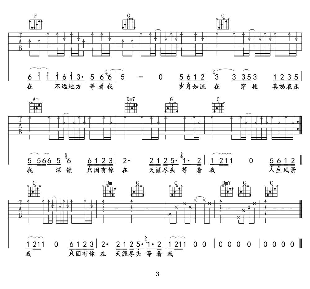 最远的你是我最近的爱吉他谱3-车继铃